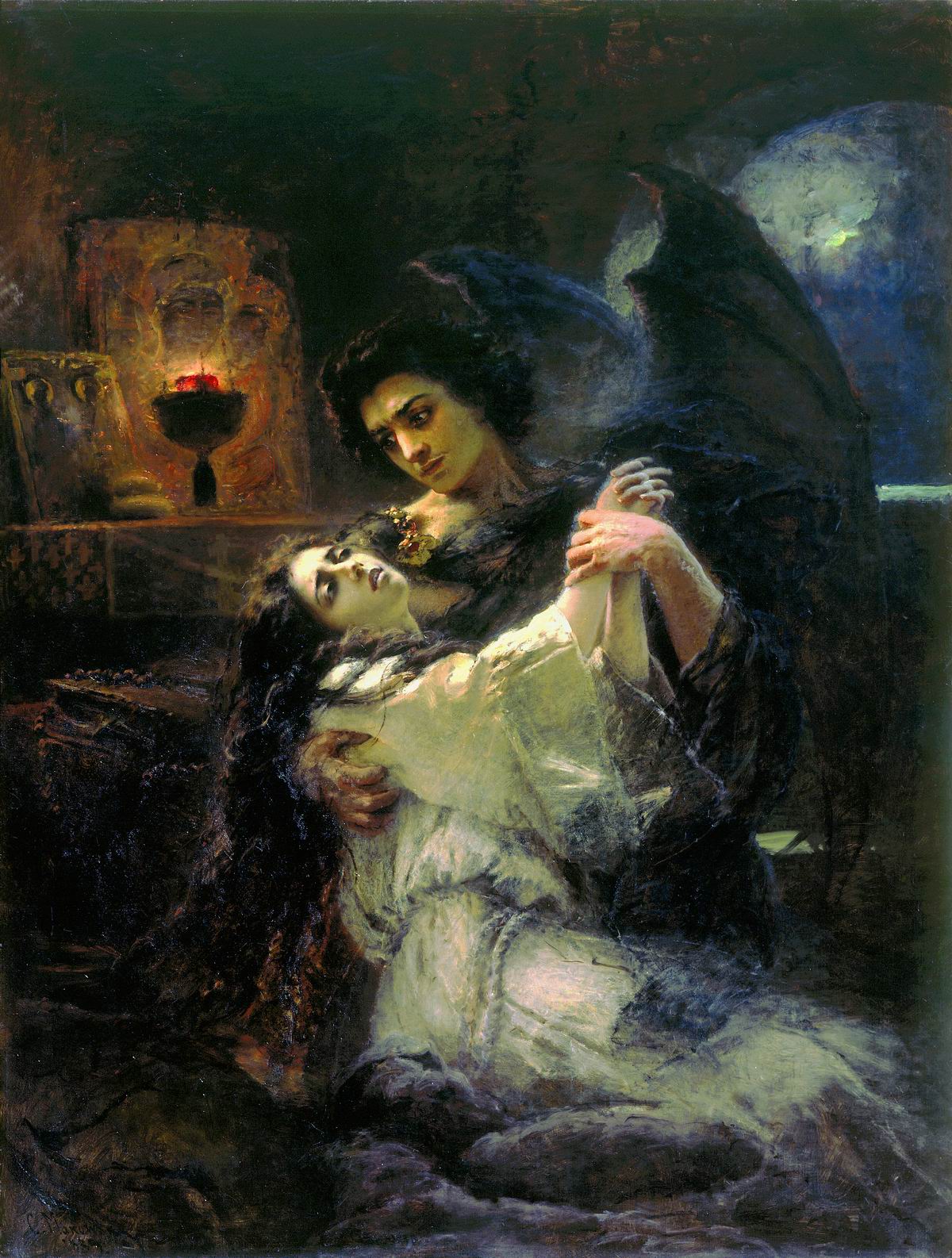 Маковский К.. Демон и Тамара. 1889