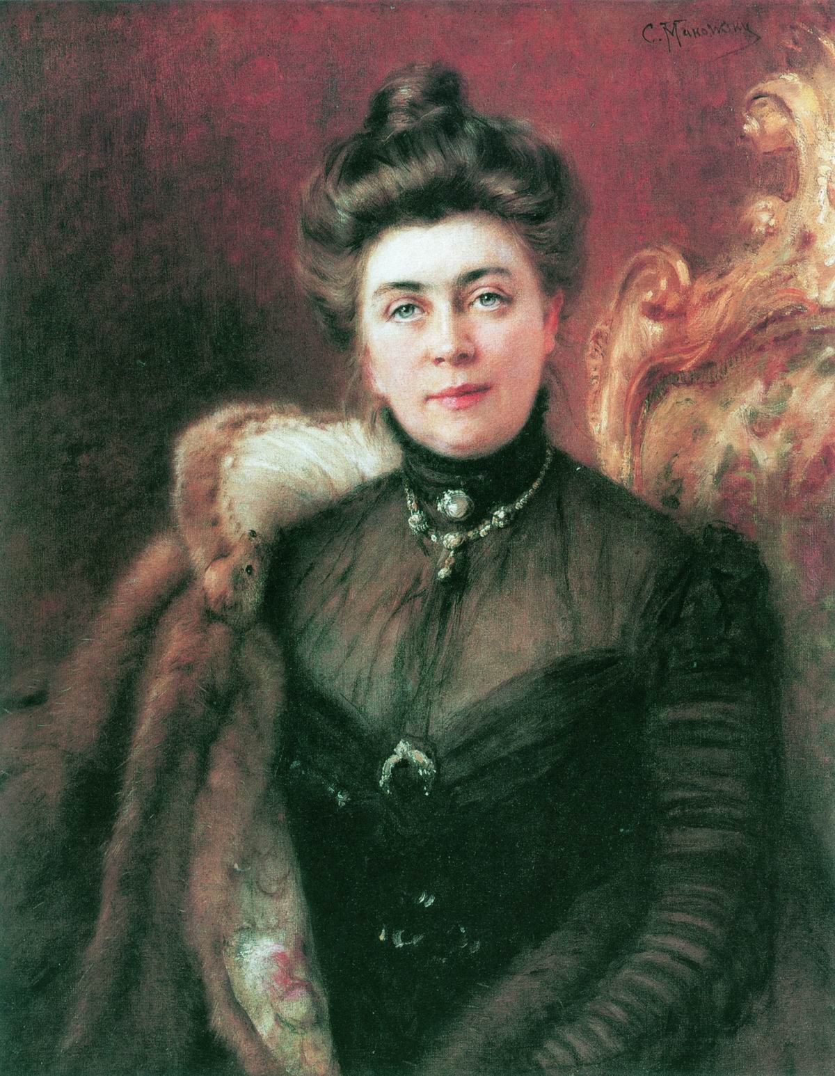Маковский К.. Портрет А.И.Сувориной. 1880-е