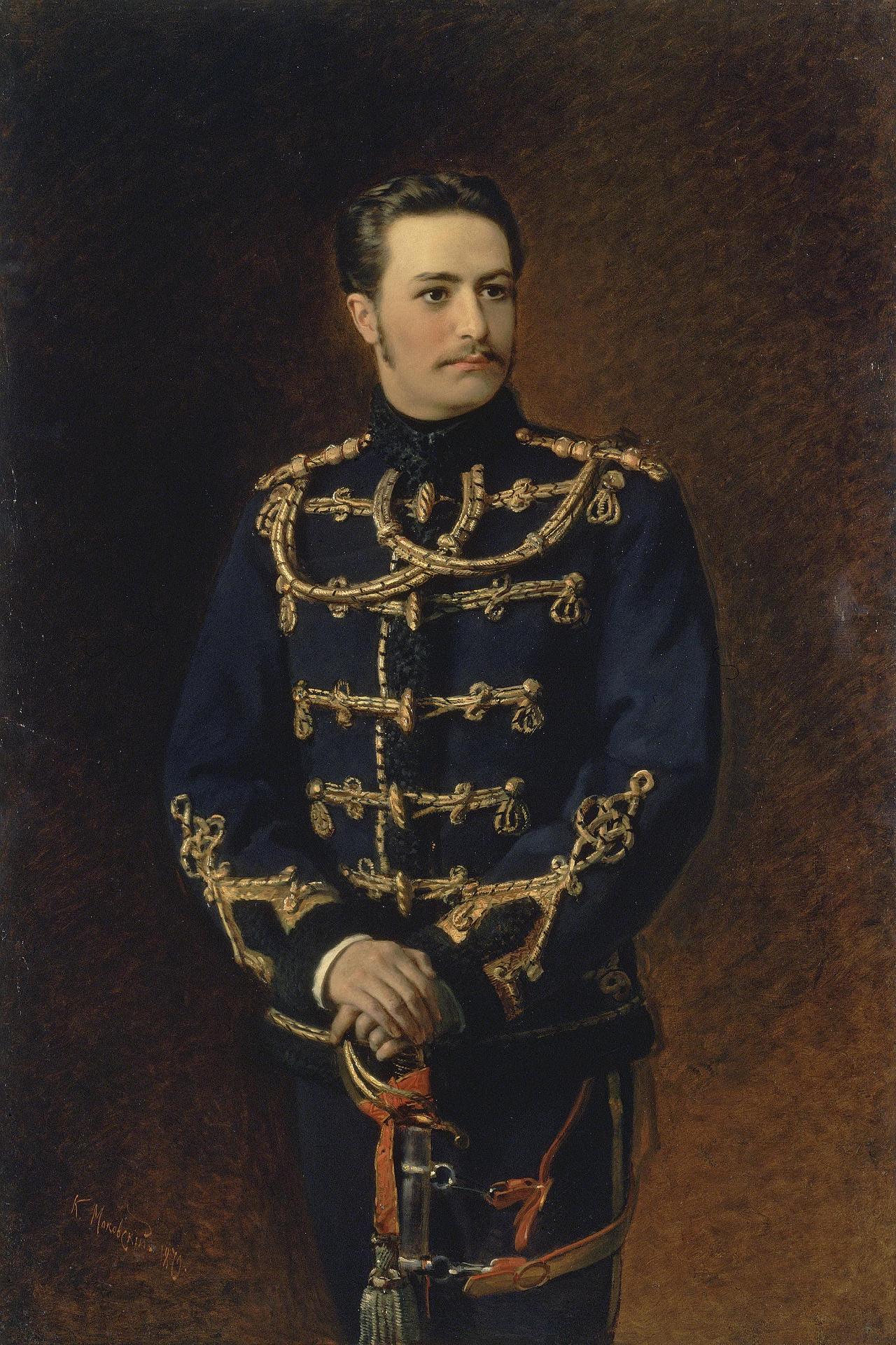 Маковский К.. Портрет поручика лейб-гвардии Гусарского полка графа Г.А.Бобринского. 1879