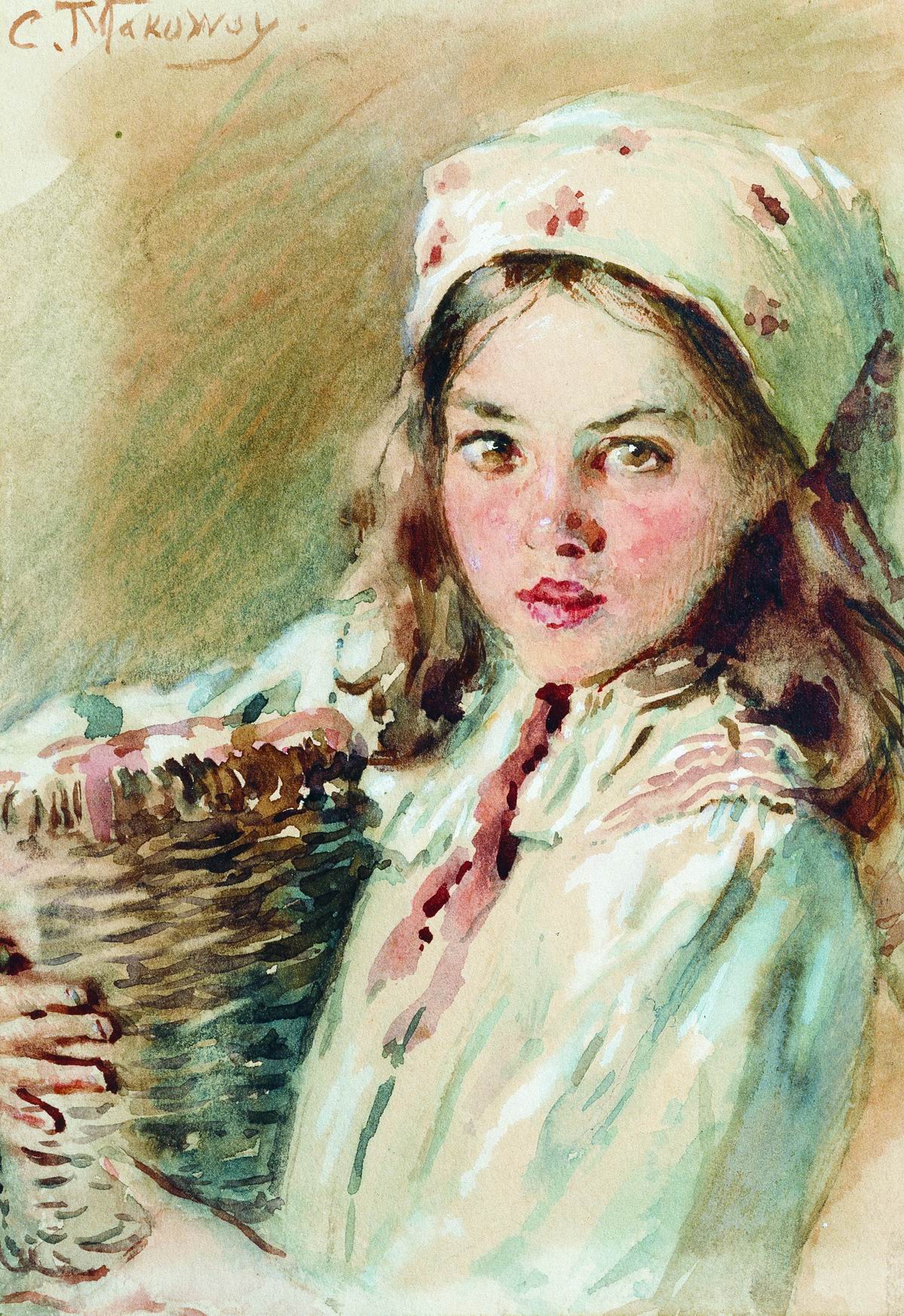 Маковский К.. Головка девочки в платке