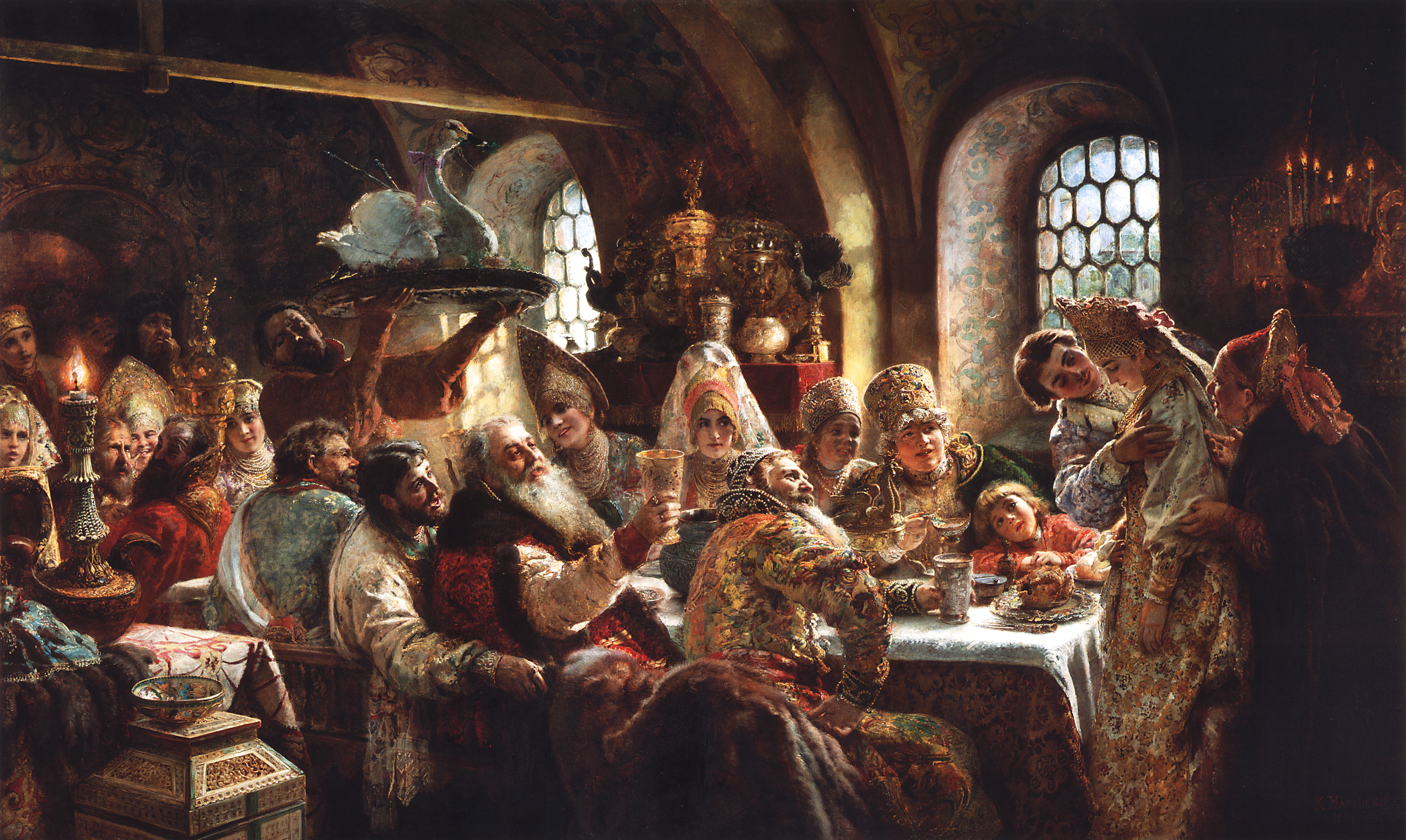 Маковский К.. Боярский свадебный пир в XVII веке. 1883