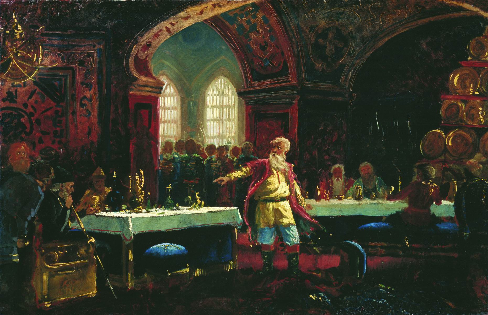 Маковский К.. Князь Репин на пиру у Ивана Грозного. 1880-е