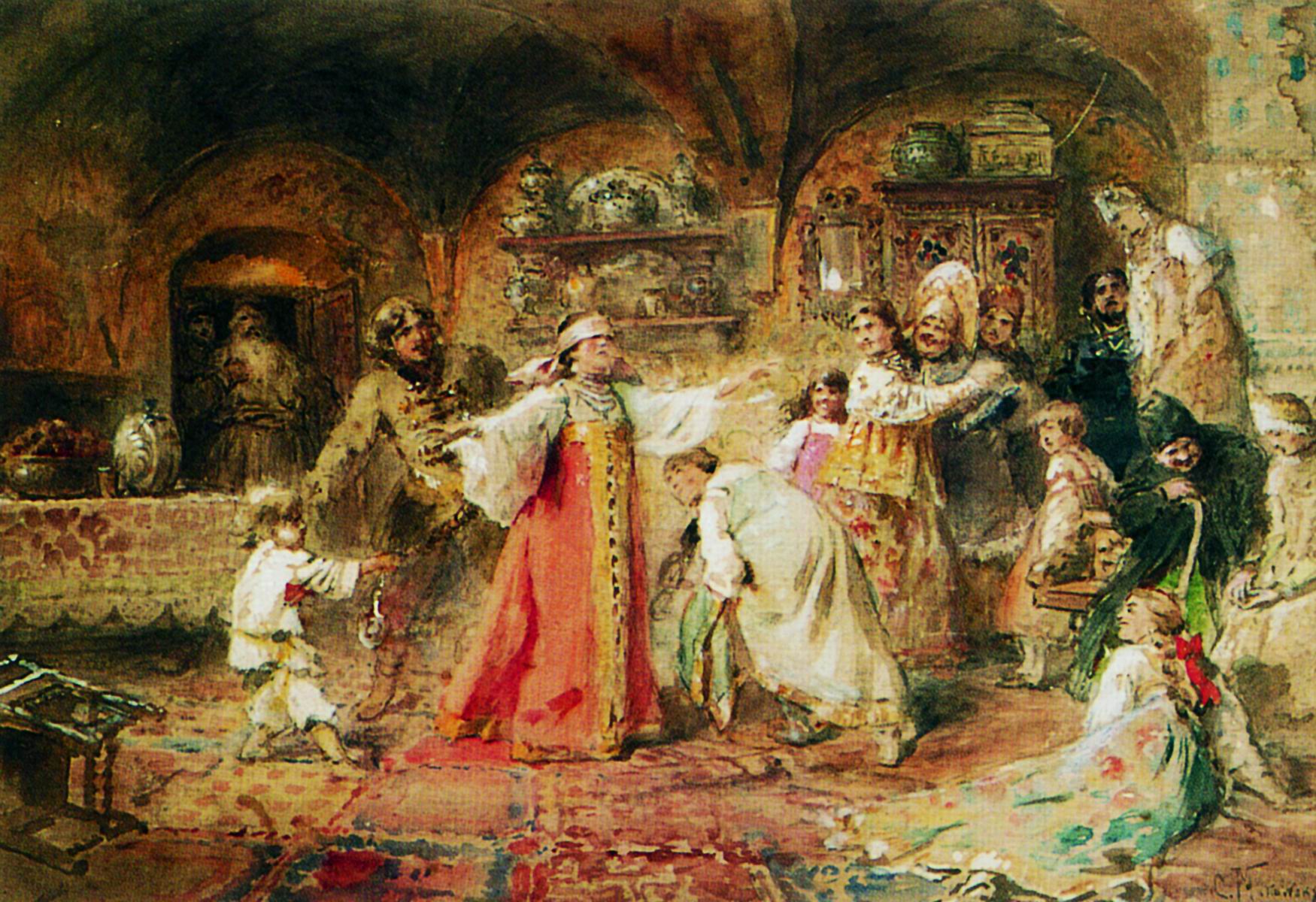 Маковский К.. Игра в жмурки. 1890-е