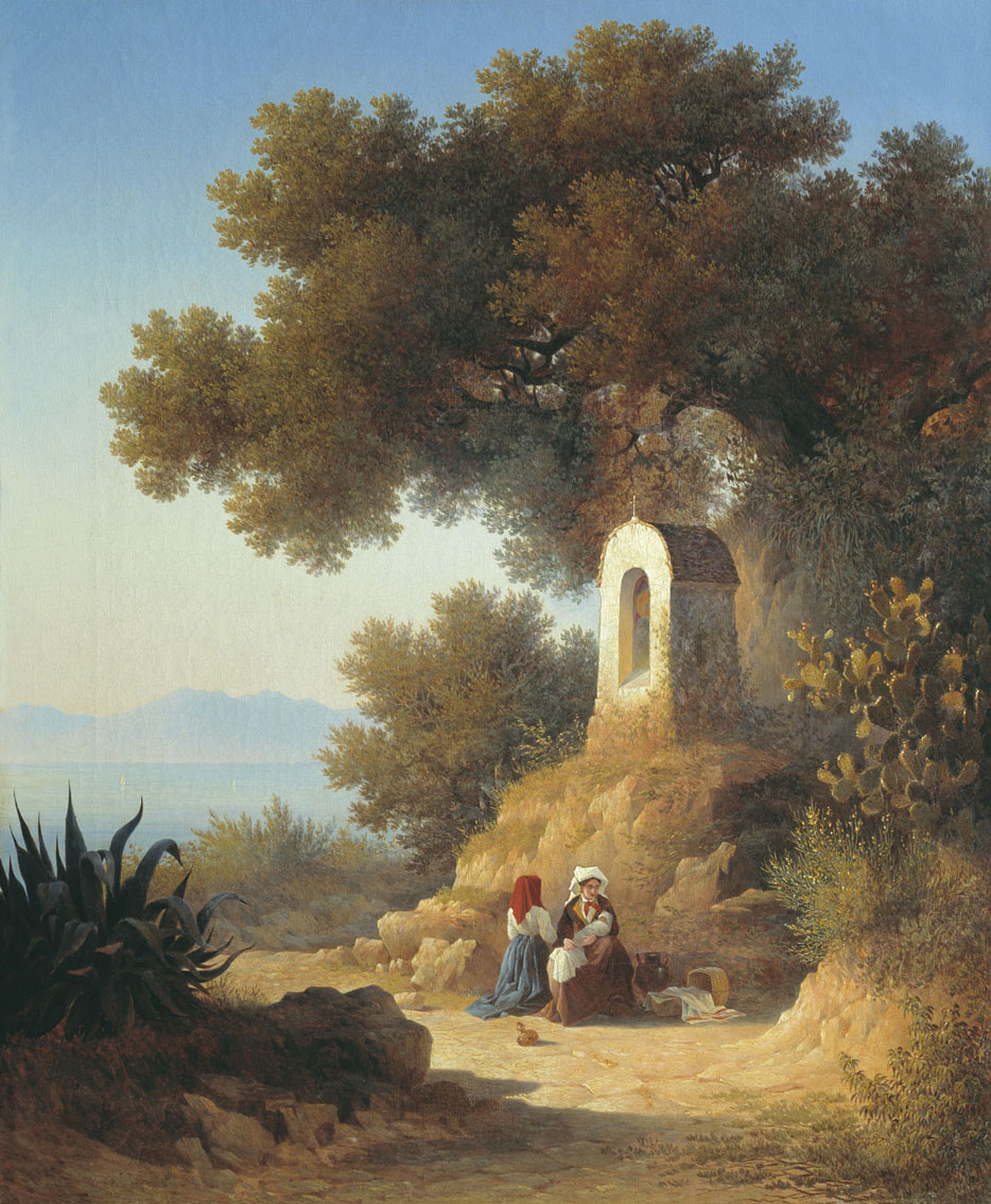 Воробьев С.. Итальянский пейзаж. Отдых у часовни. 1840-1850-е