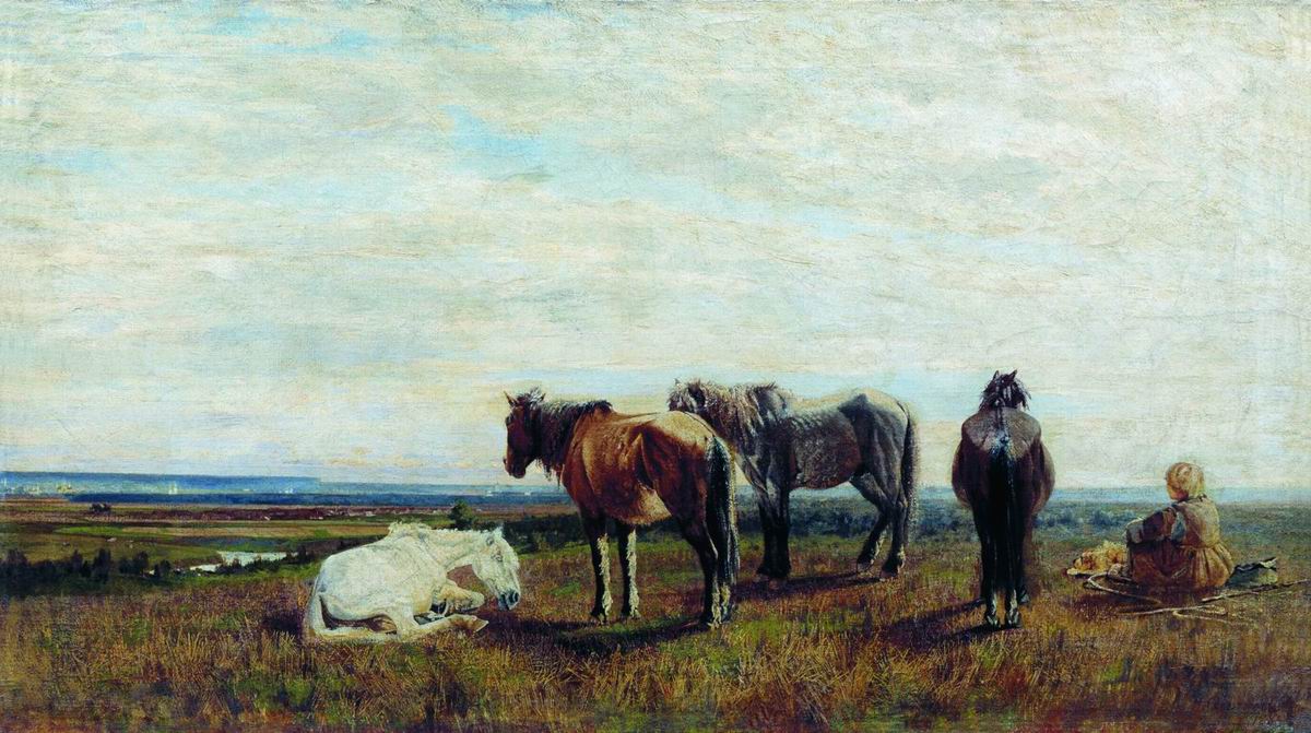 Сверчков Н.. Пасущиеся лошади. 1851