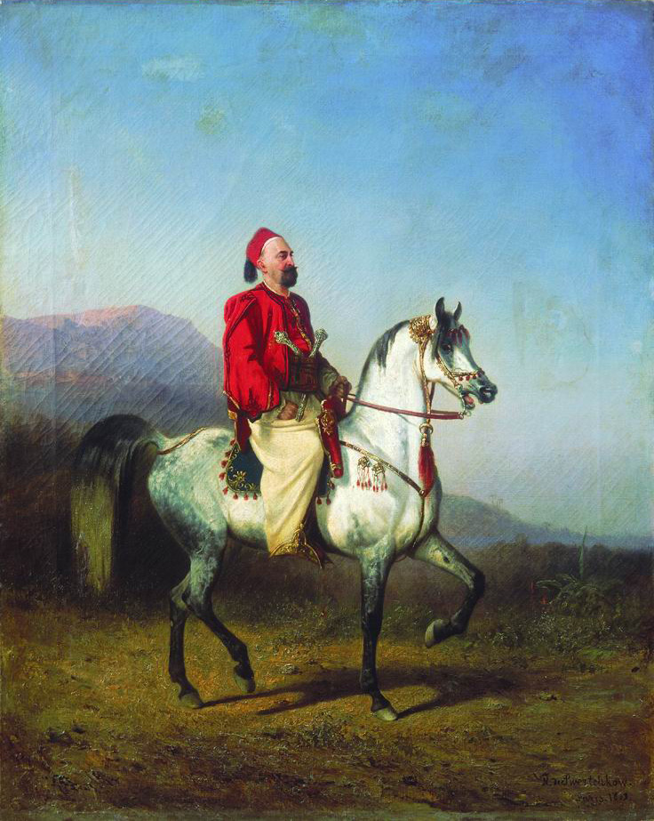 Сверчков Н.. Всадник в турецком костюме. Арабская порода. 1863