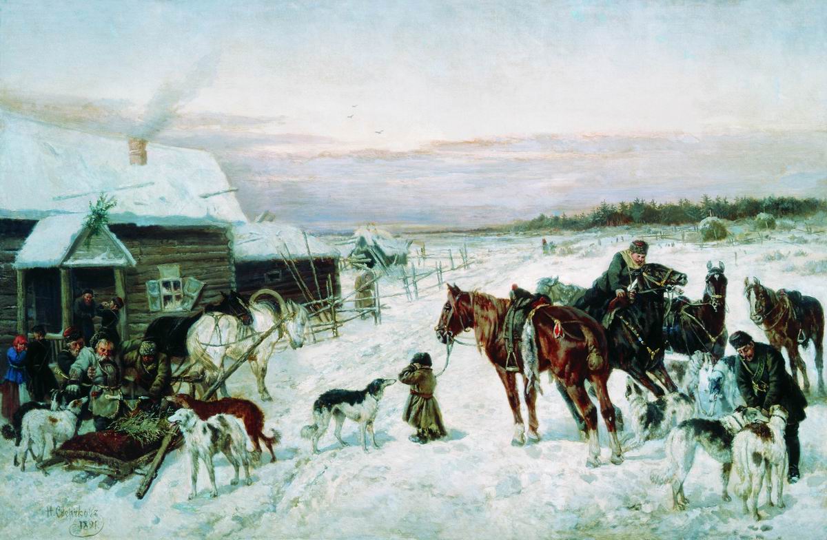 Сверчков Н.. У кабака зимой. 1891