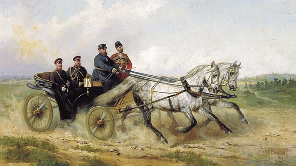 Сверчков Н.. Император Александр III в открытом ландо. 1888