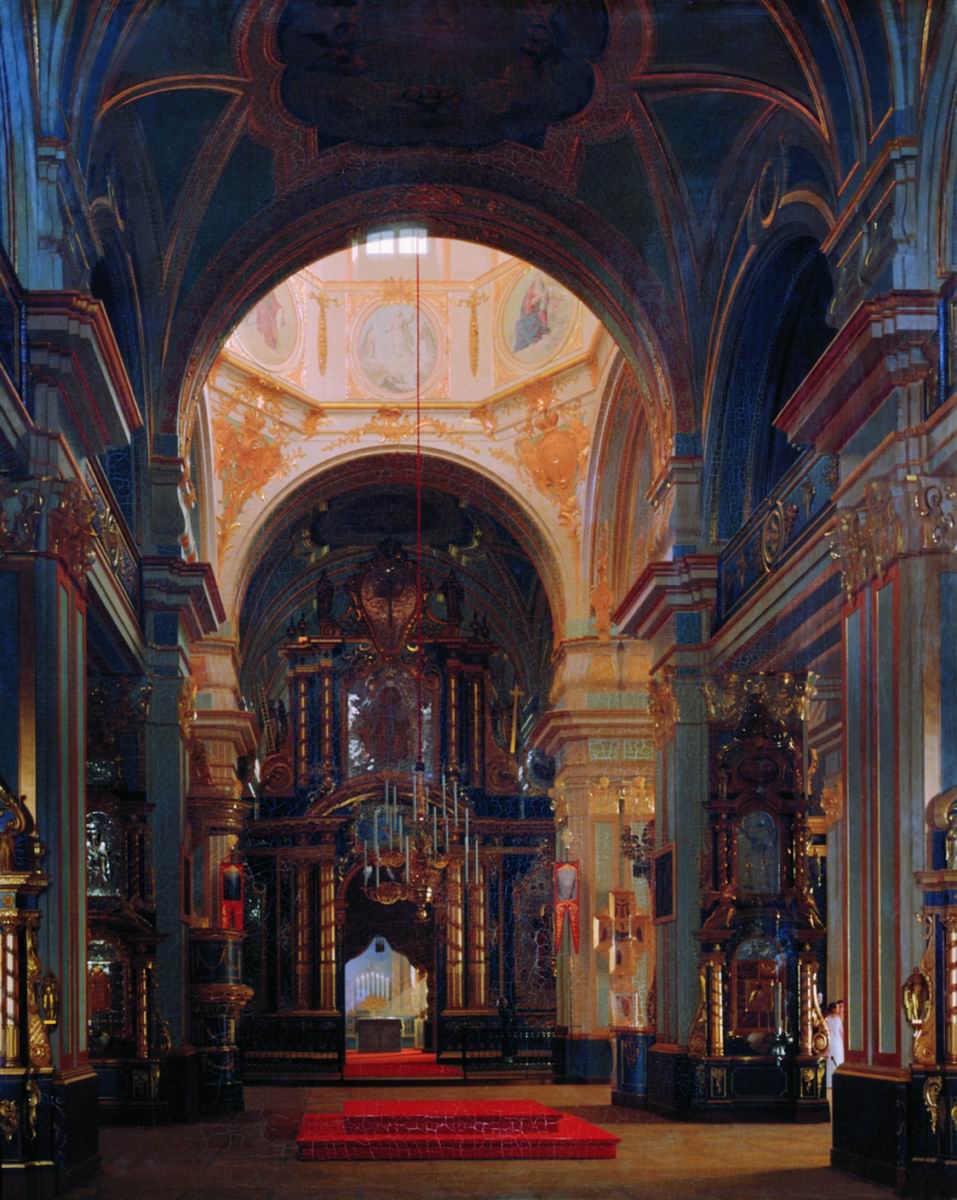 Зарянко. Внутренний вид Никольского собора в Петербурге. 1843
