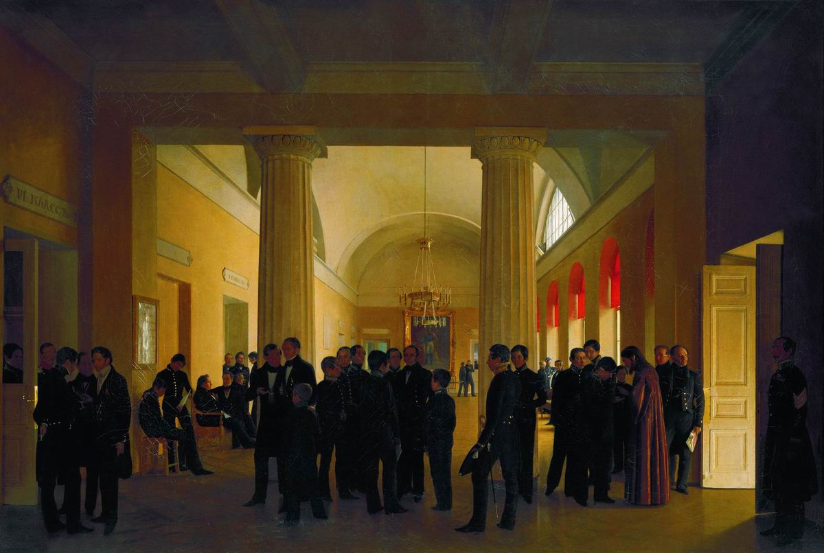 Зарянко. Зал Училища правоведения с группами учителей и воспитанников. 1840 (1841?)