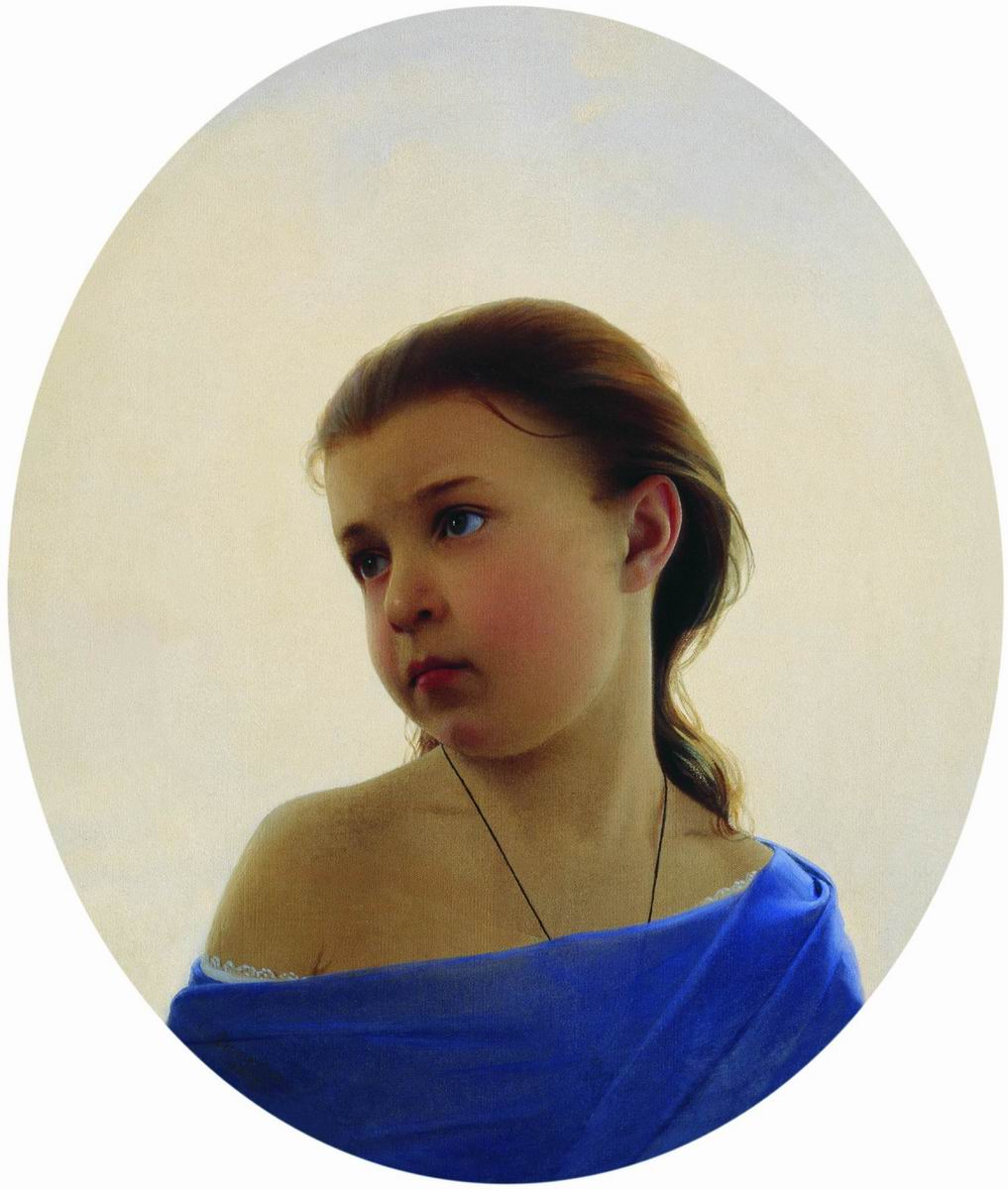 Зарянко. Девочка в голубом платье. Портрет Наталии Сергеевны Зарянко, дочери художника. 1870