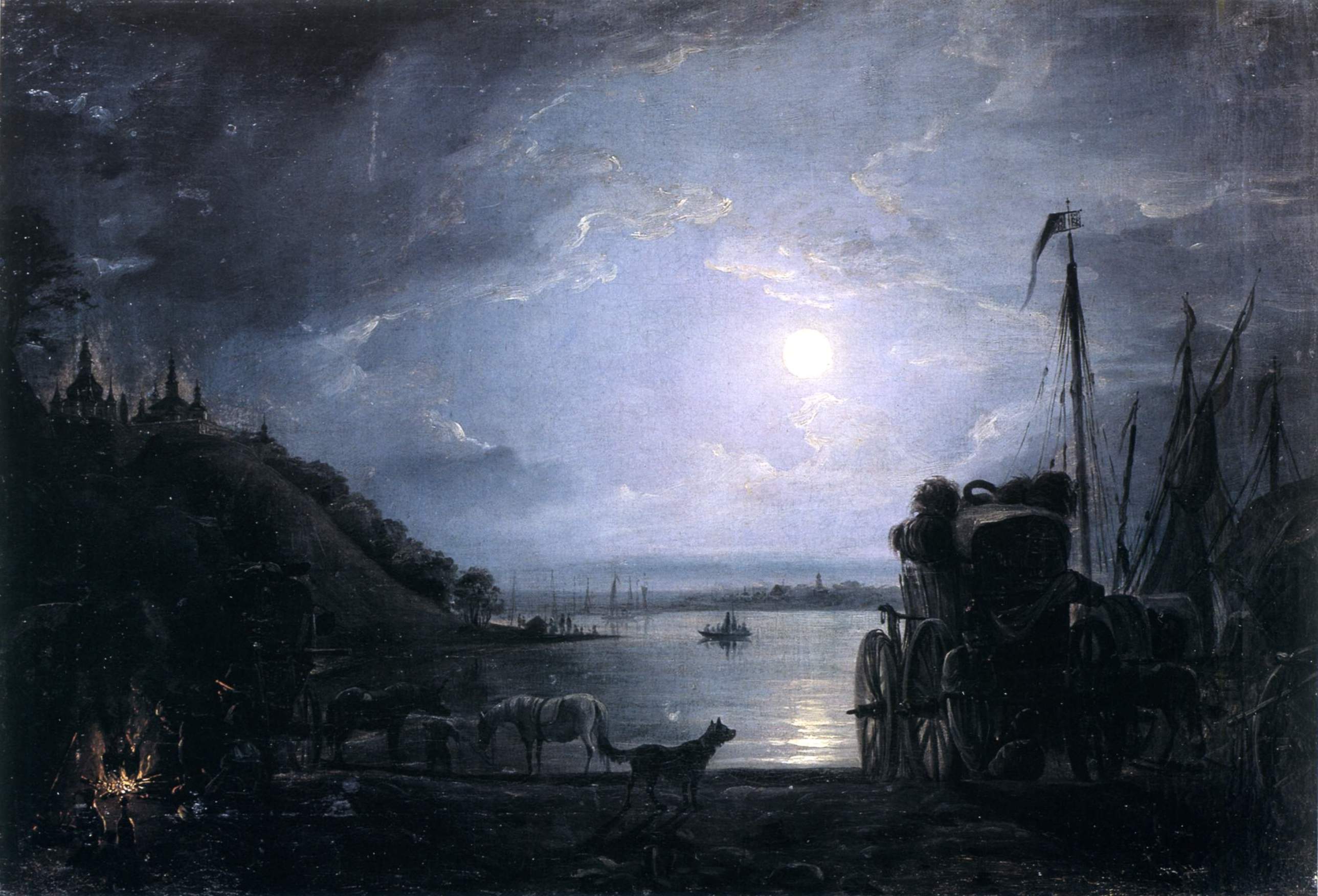 Сажин. Переправа возле Киева ночью . 1840-е