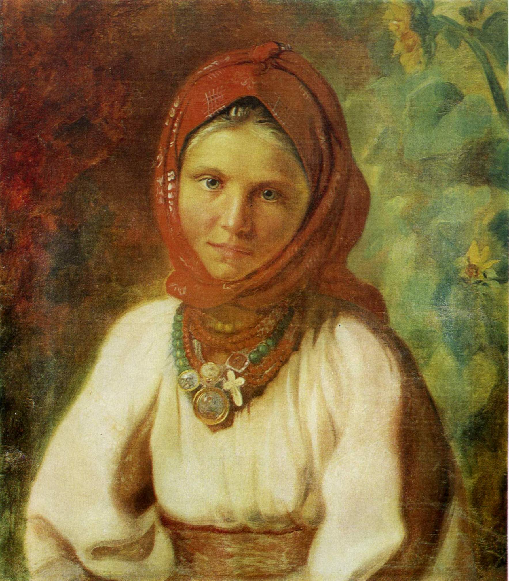 Ге Н.Н.. Портрет девочки в красном платке. До 1859