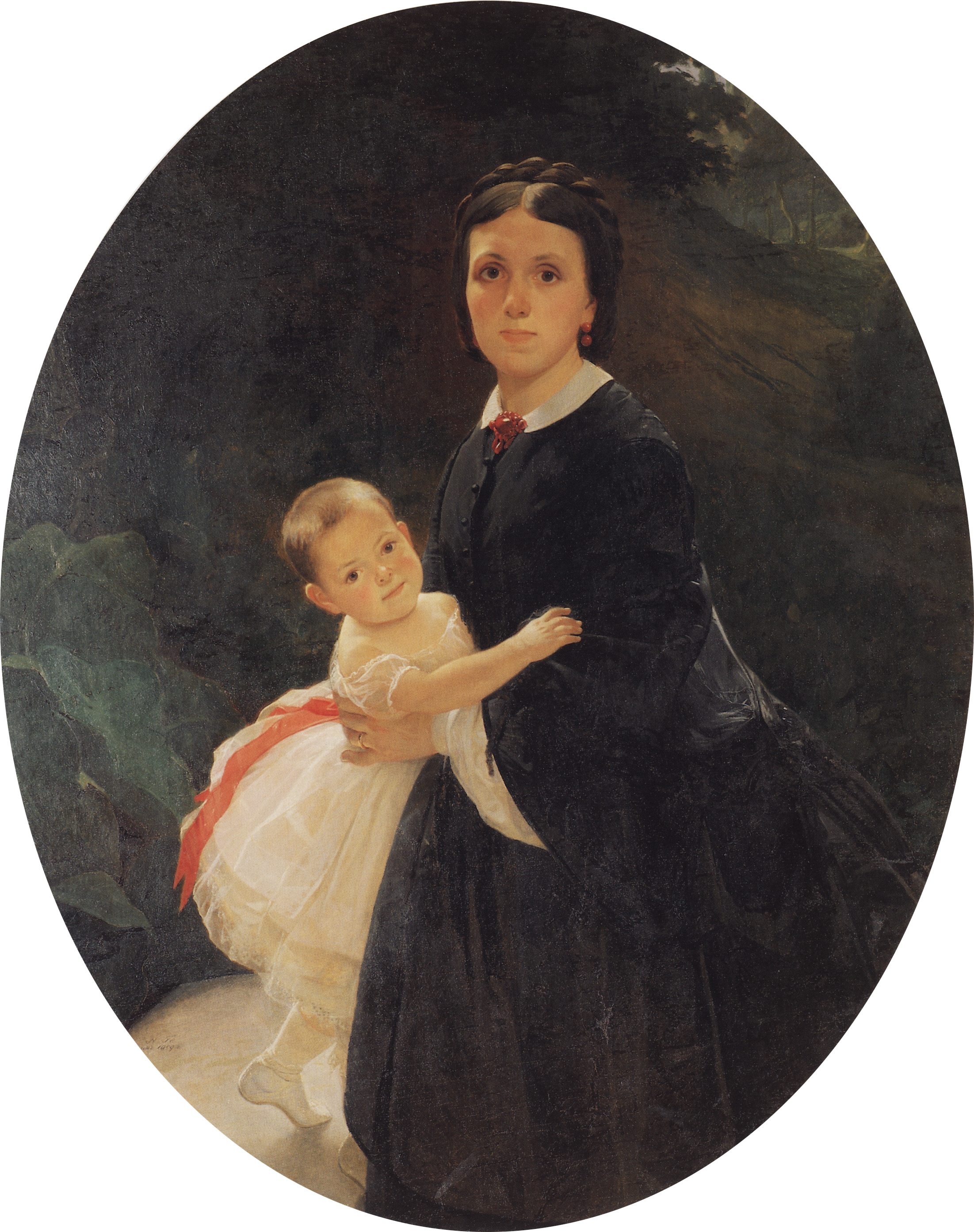 Ге Н.Н.. Портрет Шестовой с дочерью. 1859