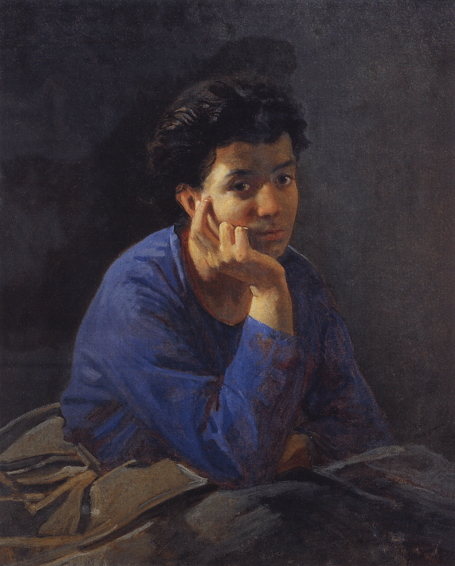 Ге Н.Н.. Портрет неизвестной в голубой блузе. 1868