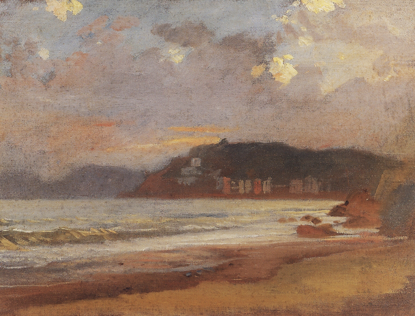 Ге Н.Н.. Морской залив в Ливорно. Закат солнца. 1862