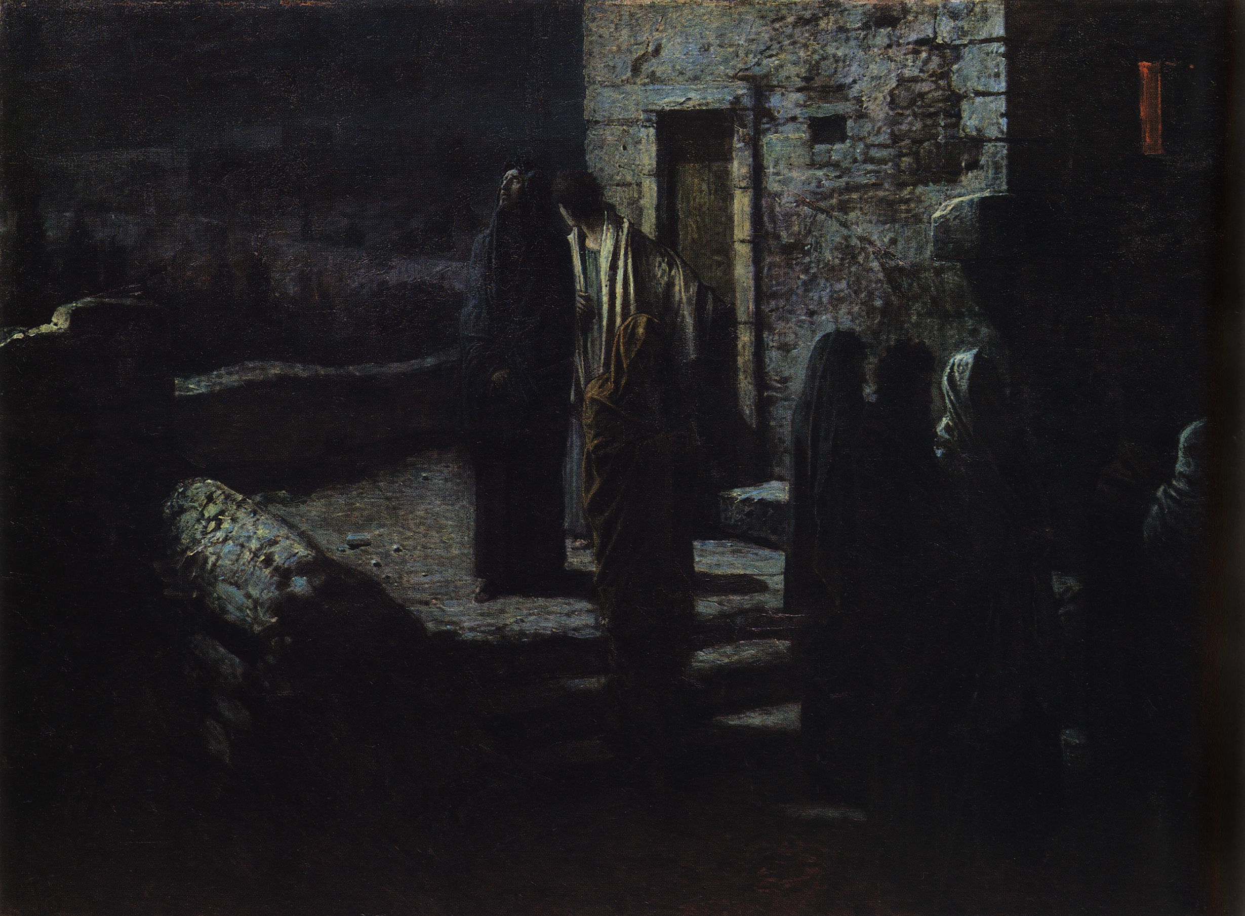 Ге Н.Н.. Выход Христа с учениками с Тайной вечери в Гефсиманский сад. 1889