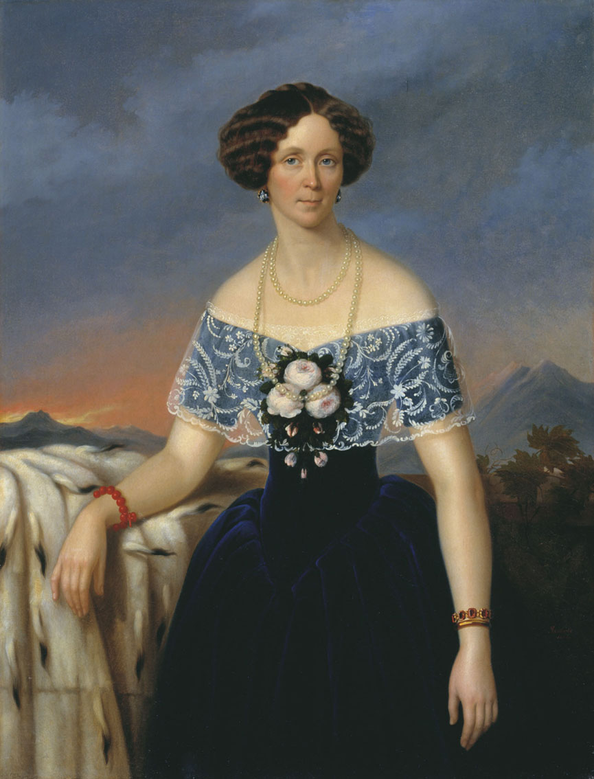 Яковлев Г.. Портрет неизвестной в синем платье. 1852