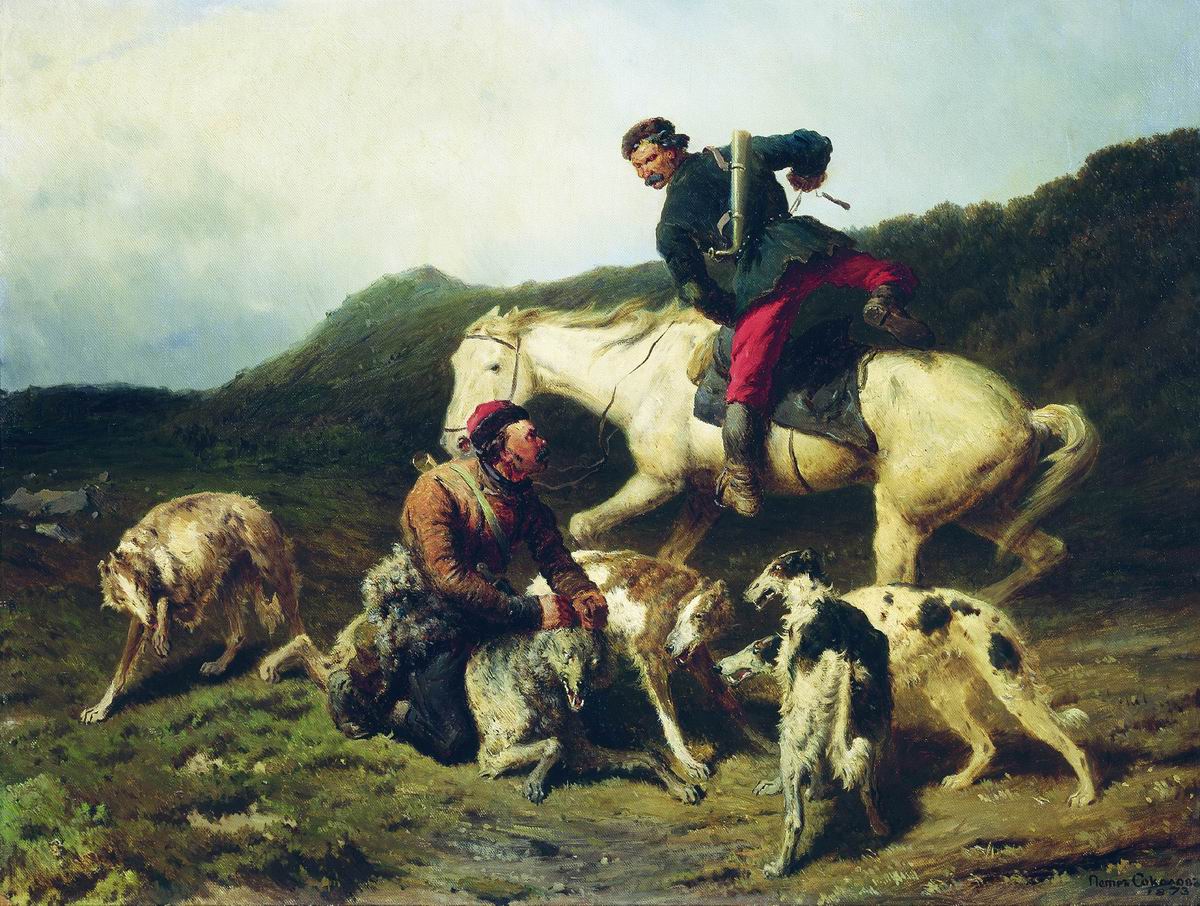 Соколов П.П.. Охота на волка. 1873