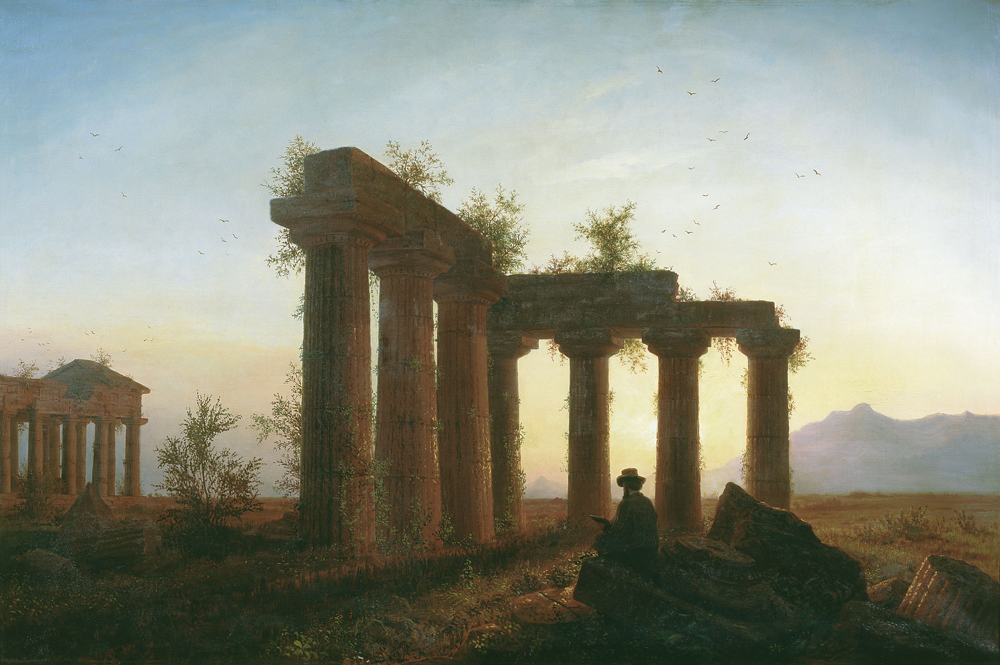 Жижиленко. Развалины греческого храма на закате солнца. 1867