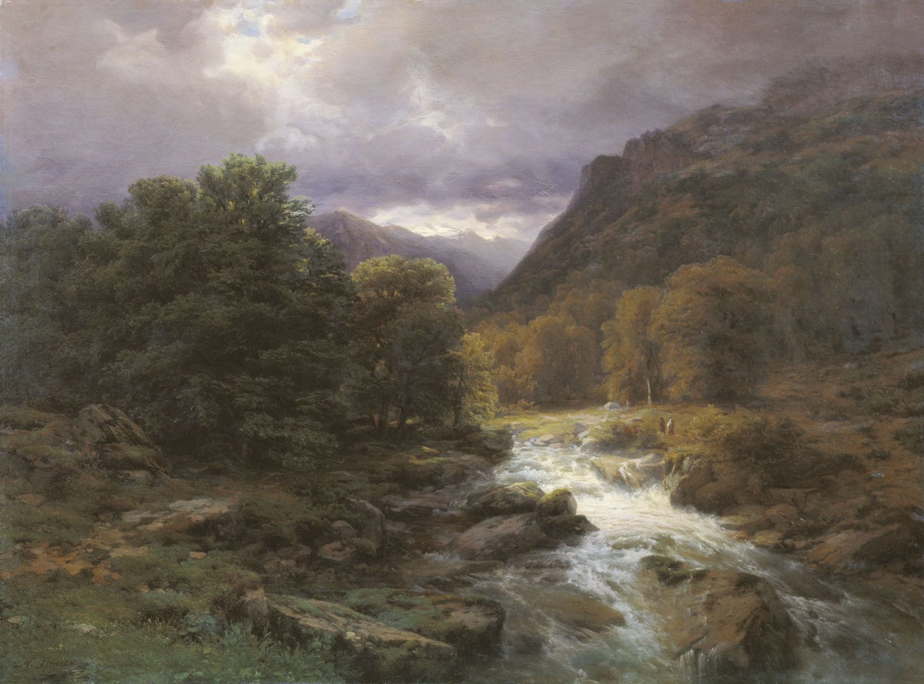 Эрасси. Рейхенбахский водопад у Мейрингена в Швейцарии. 1860