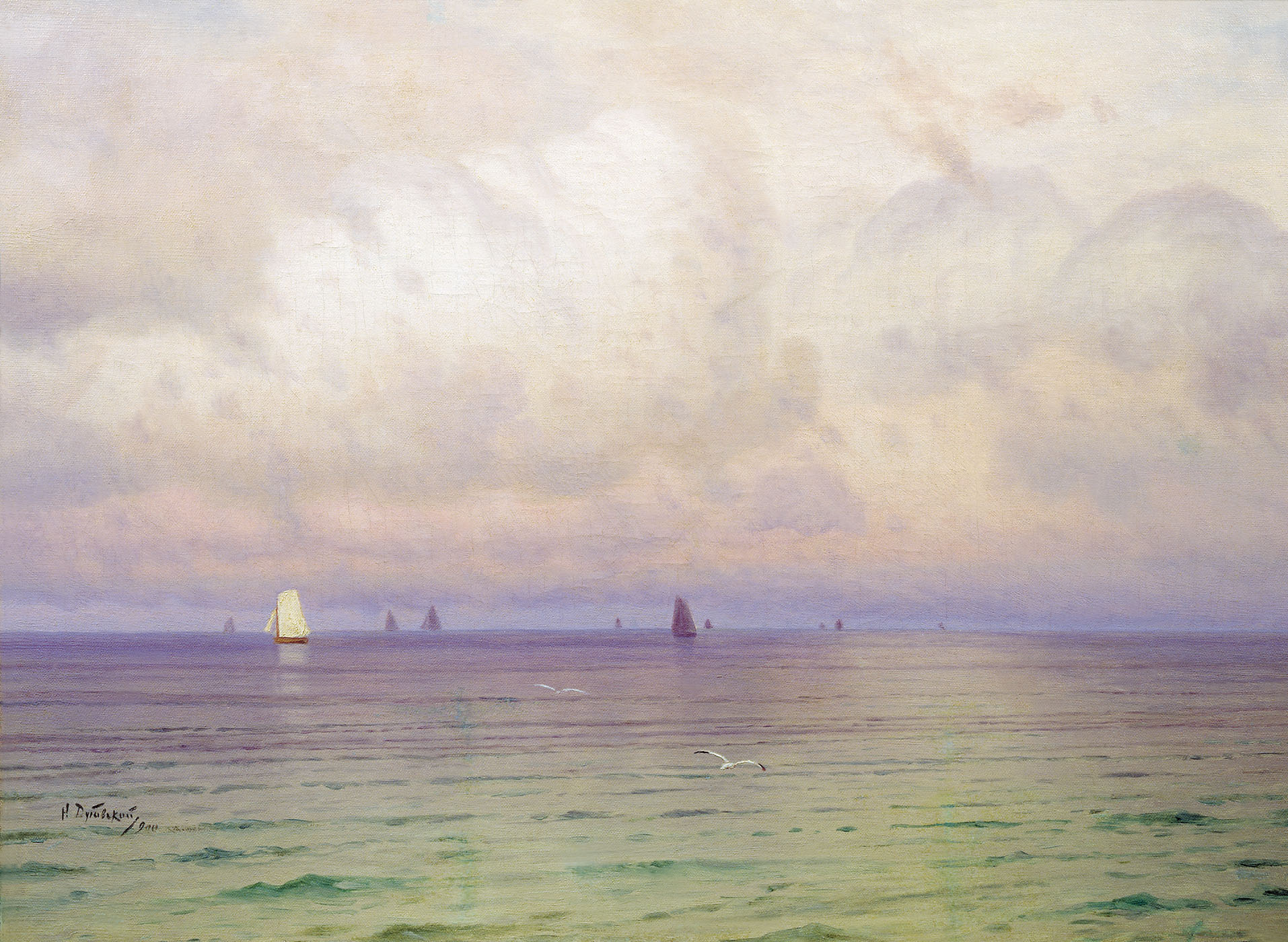 Дубовской. Море. Парусники. 1900