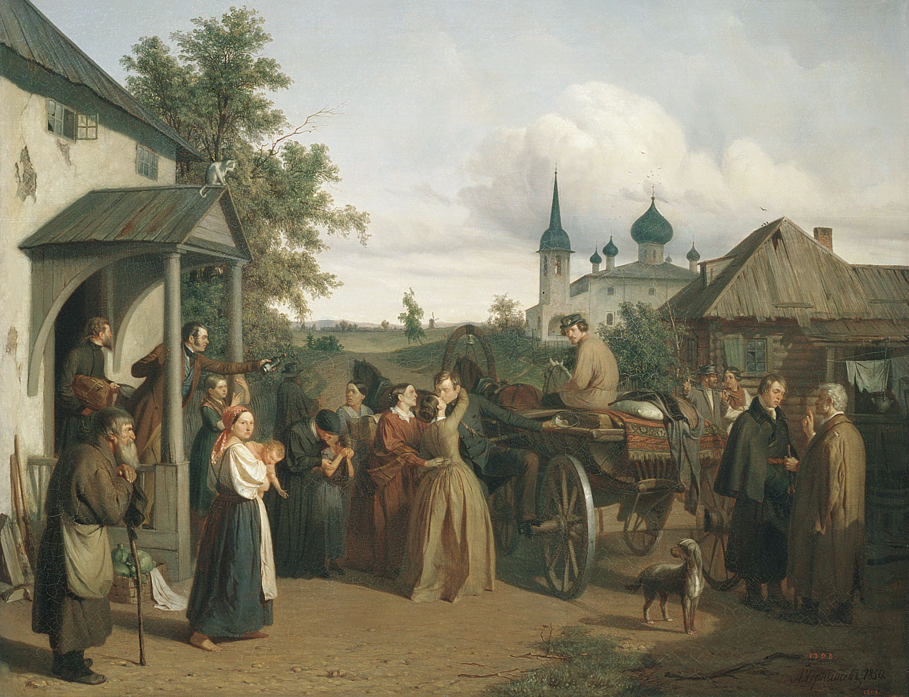 Чернышев А.. Отъезд (Прощание уезжающего офицера с его семейством). 1850