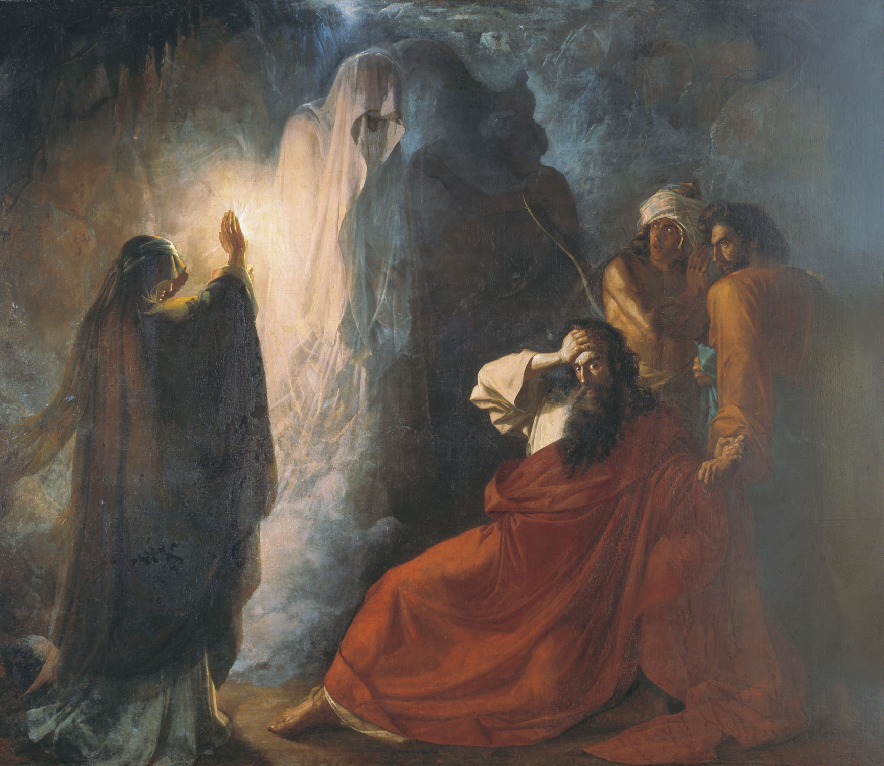 Мартынов Д.. Аэндорская волшебница вызывает тень Самуила. 1857