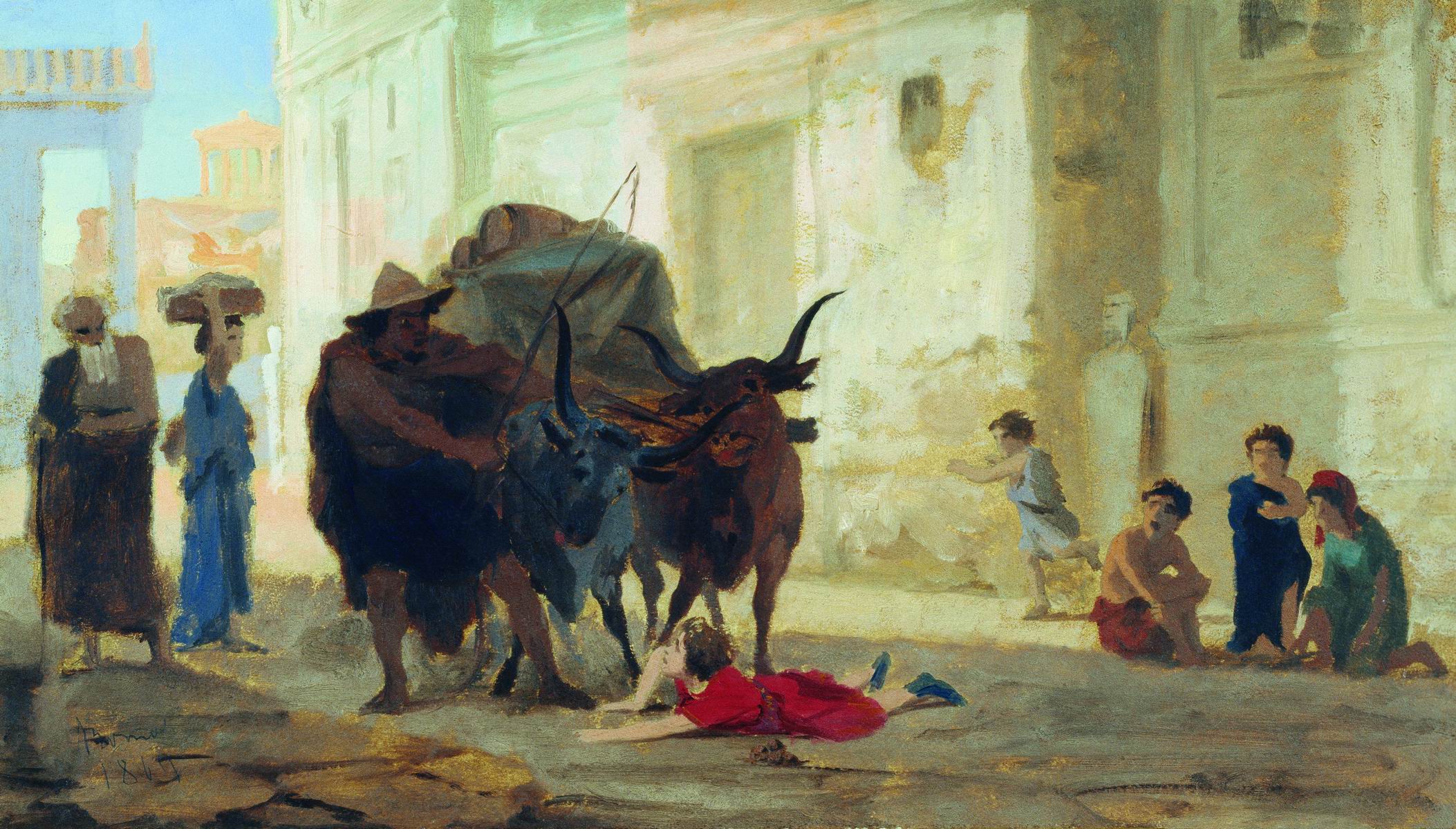 Бронников. Дети на улице Помпеи. 1860