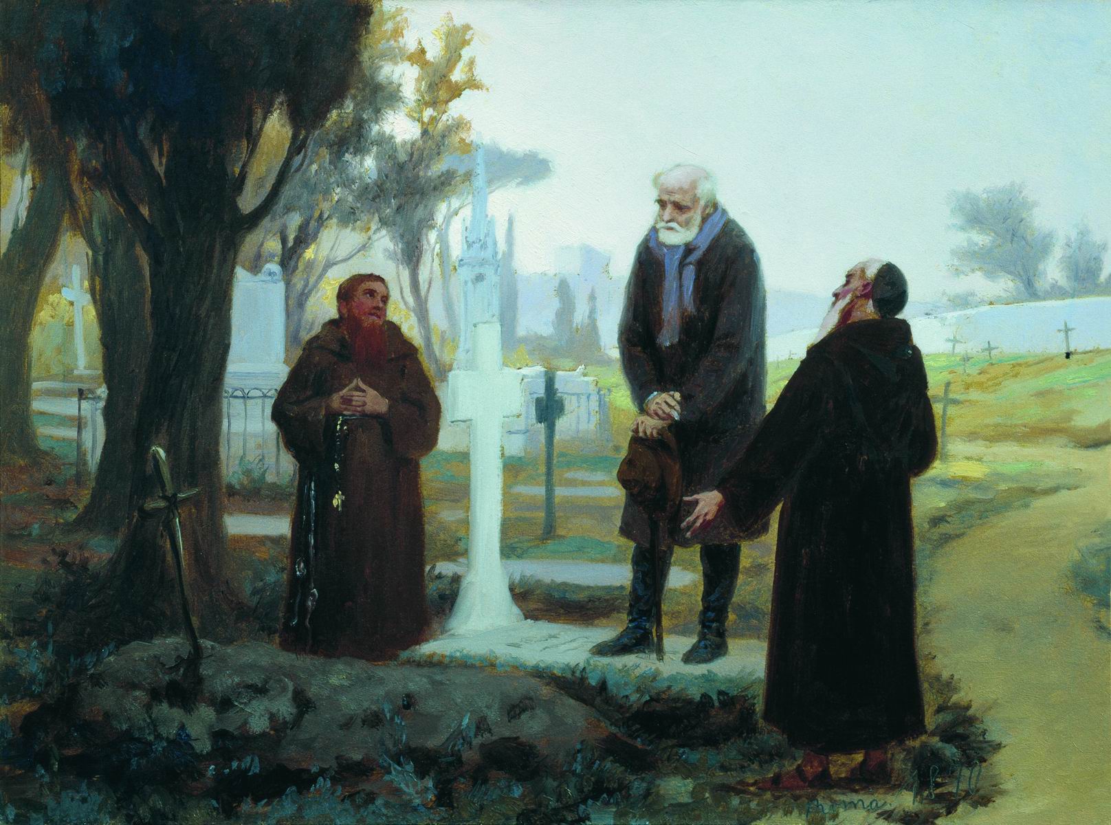 Бронников. Изгнанник перед могилой. 1870