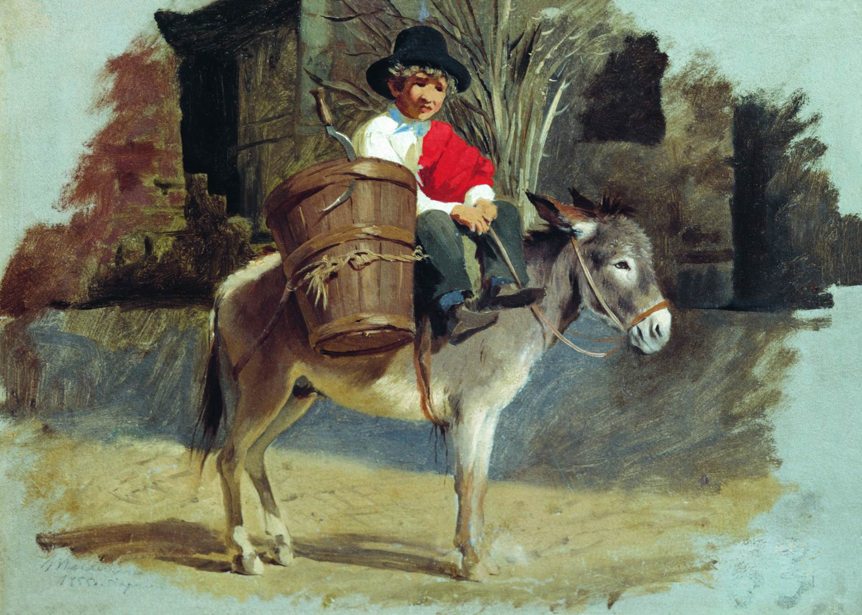 Бронников. Мальчик на осле. 1855