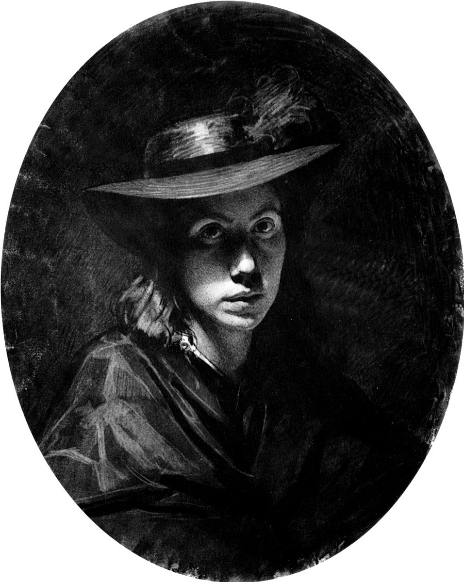 Крамской. Портрет Софьи Николаевны Крамской (в шляпе). 1863