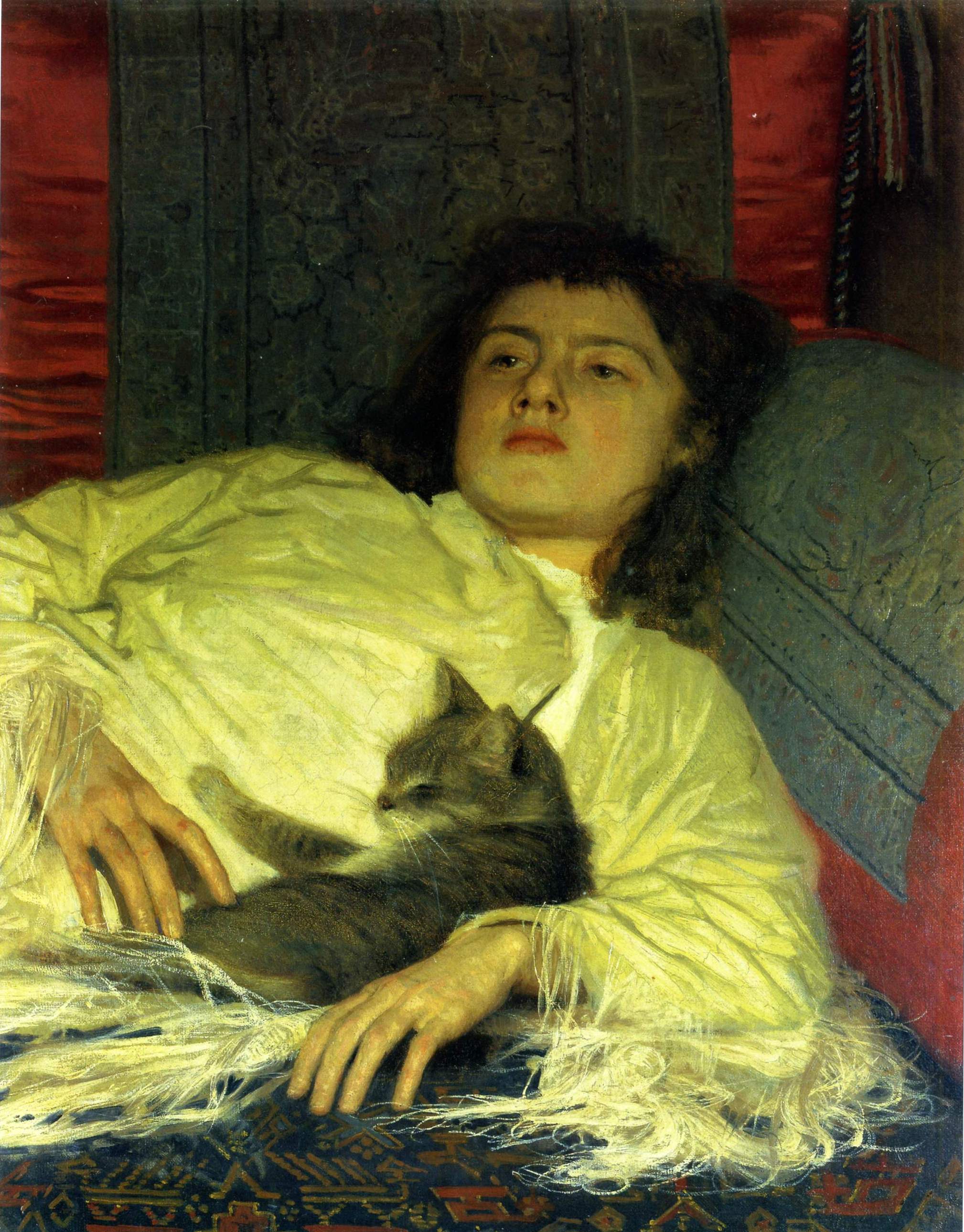 Крамской. Девушка с кошкой. 1882