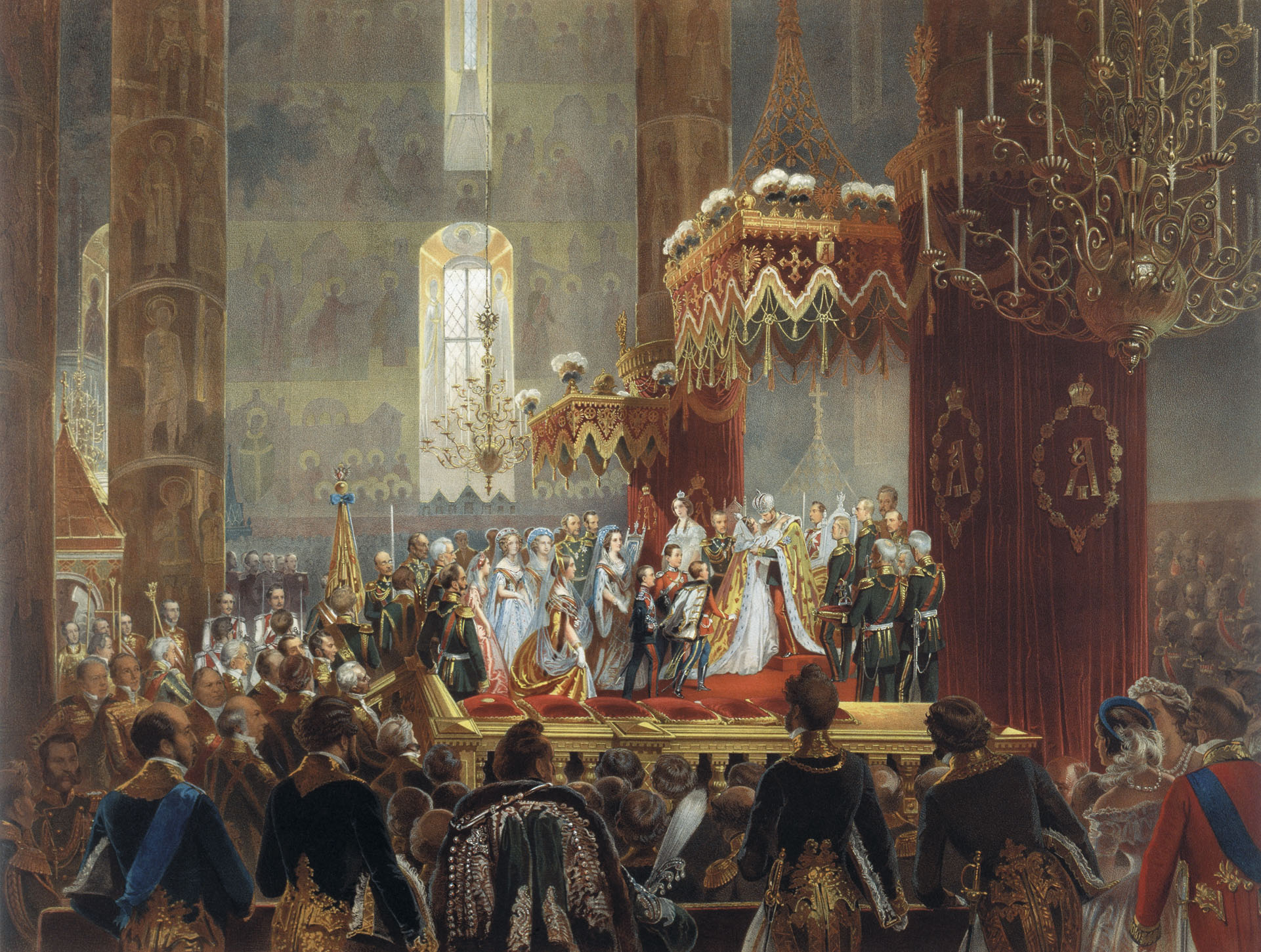 Зичи. Поздравления, приносимые его величеству императору Александру II членами императорской фамилии после совершения коронования 26 августа 1856 года