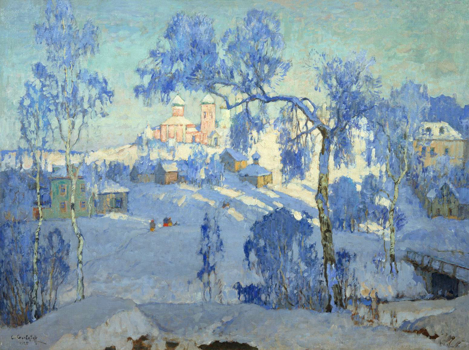 Горбатов. Зимний пейзаж с церковью. 1925