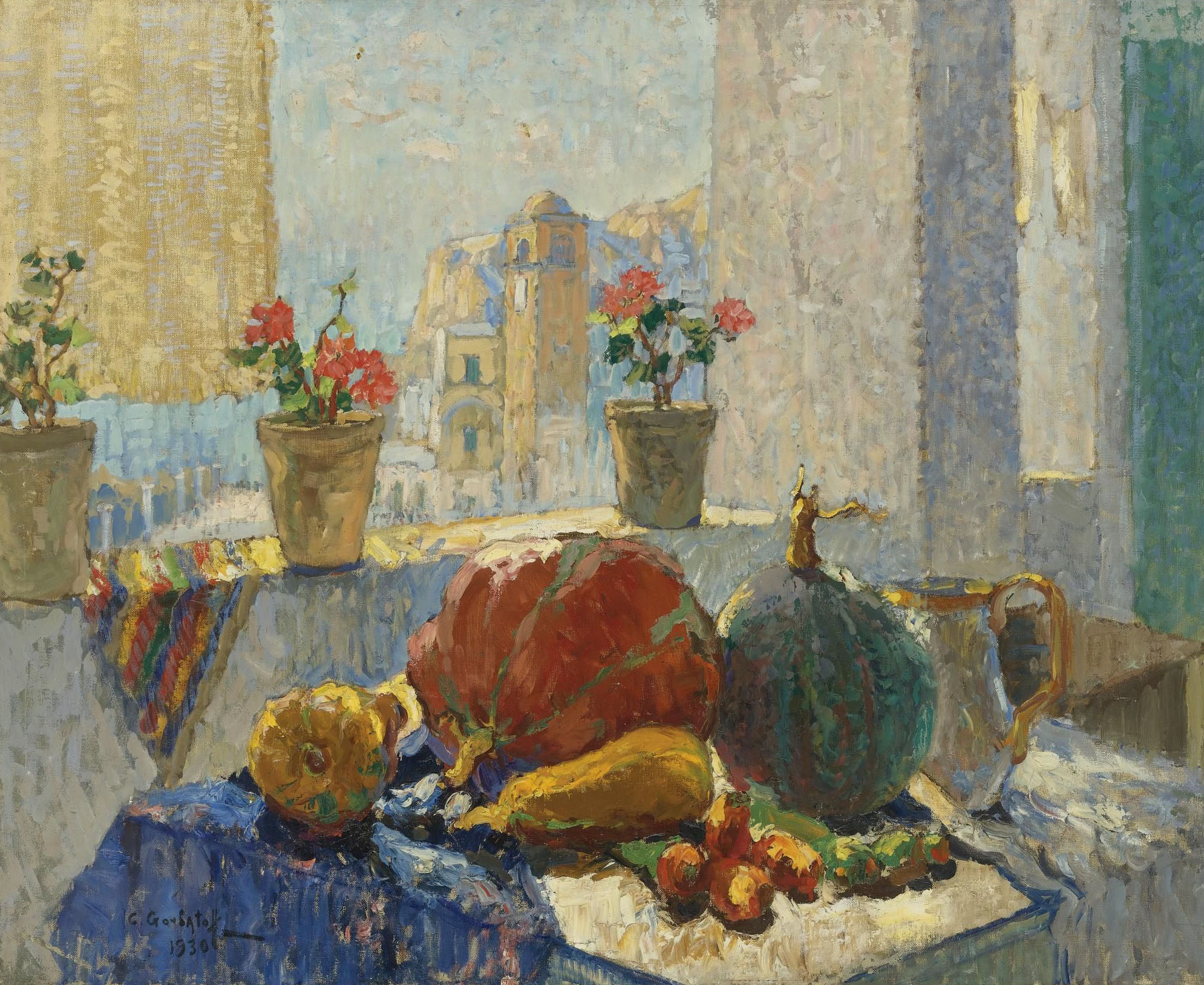Горбатов. Натюрморт около окна, Капри. 1930