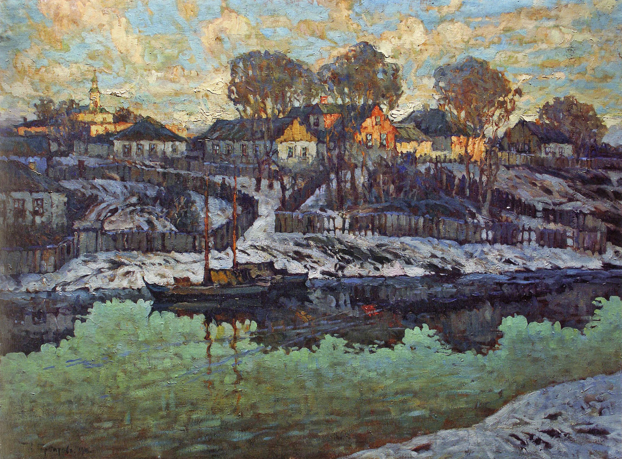Горбатов. Городок на реке. 1915