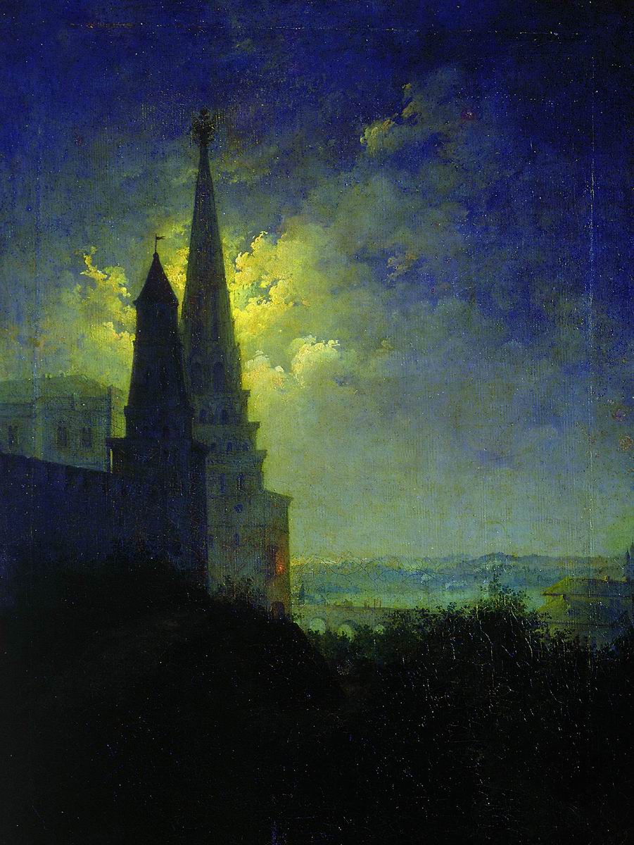 Бочаров. Вид на Московский Кремль и Замоскворечье ночью. 1849