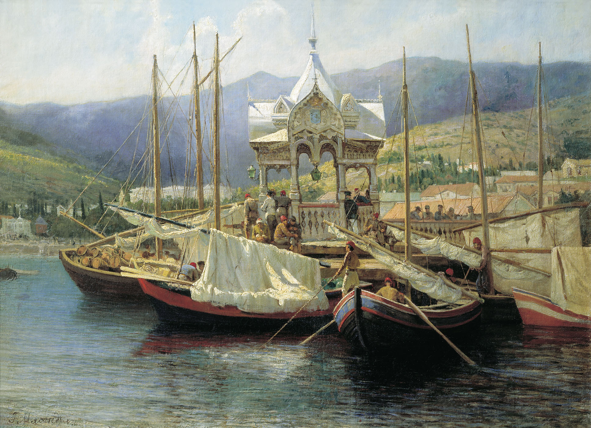 Мясоедов Г.. Пристань в Ялте. 1890