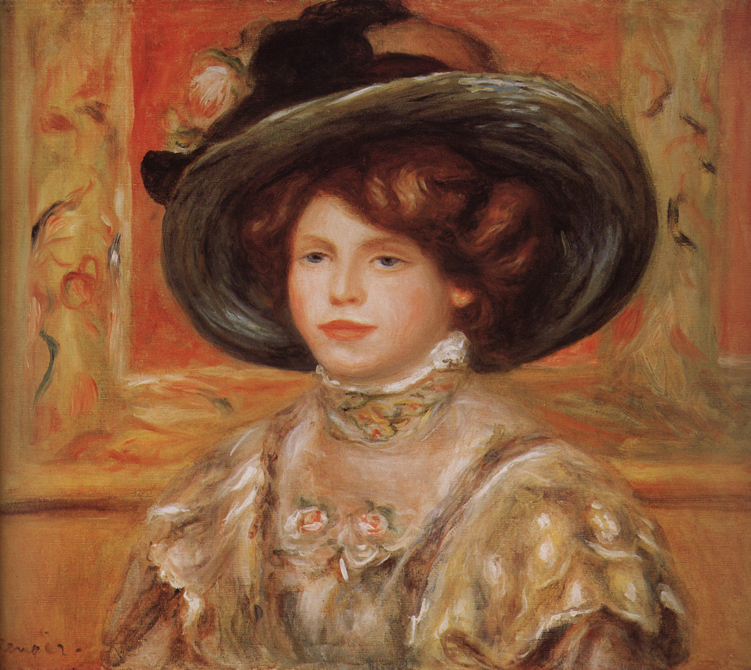 Ренуар. Молодая женщина в синей шляпе. 1900