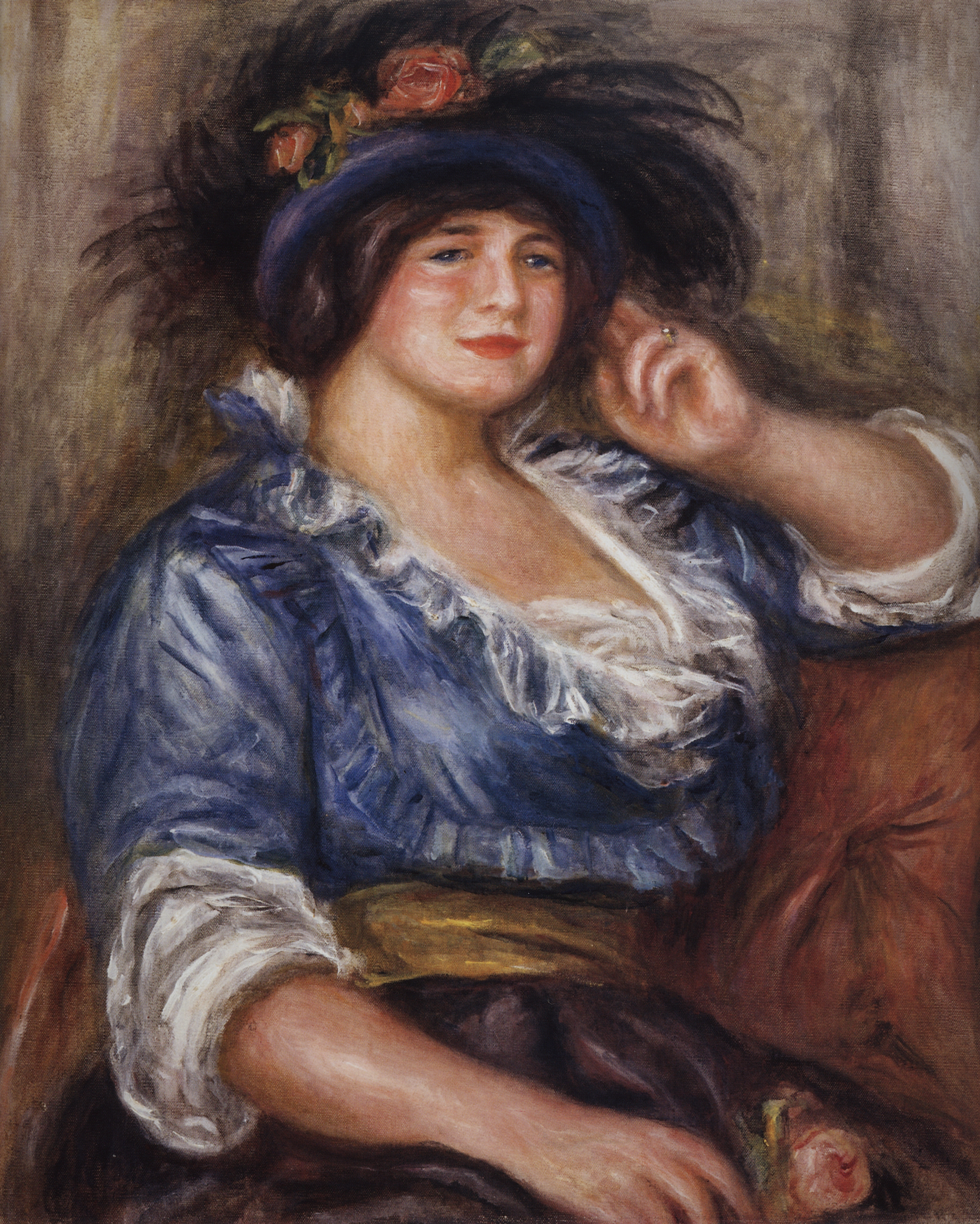 Ренуар. Женщина в голубом (Женщина с розой, или Мадам Колонна Романо). 1913