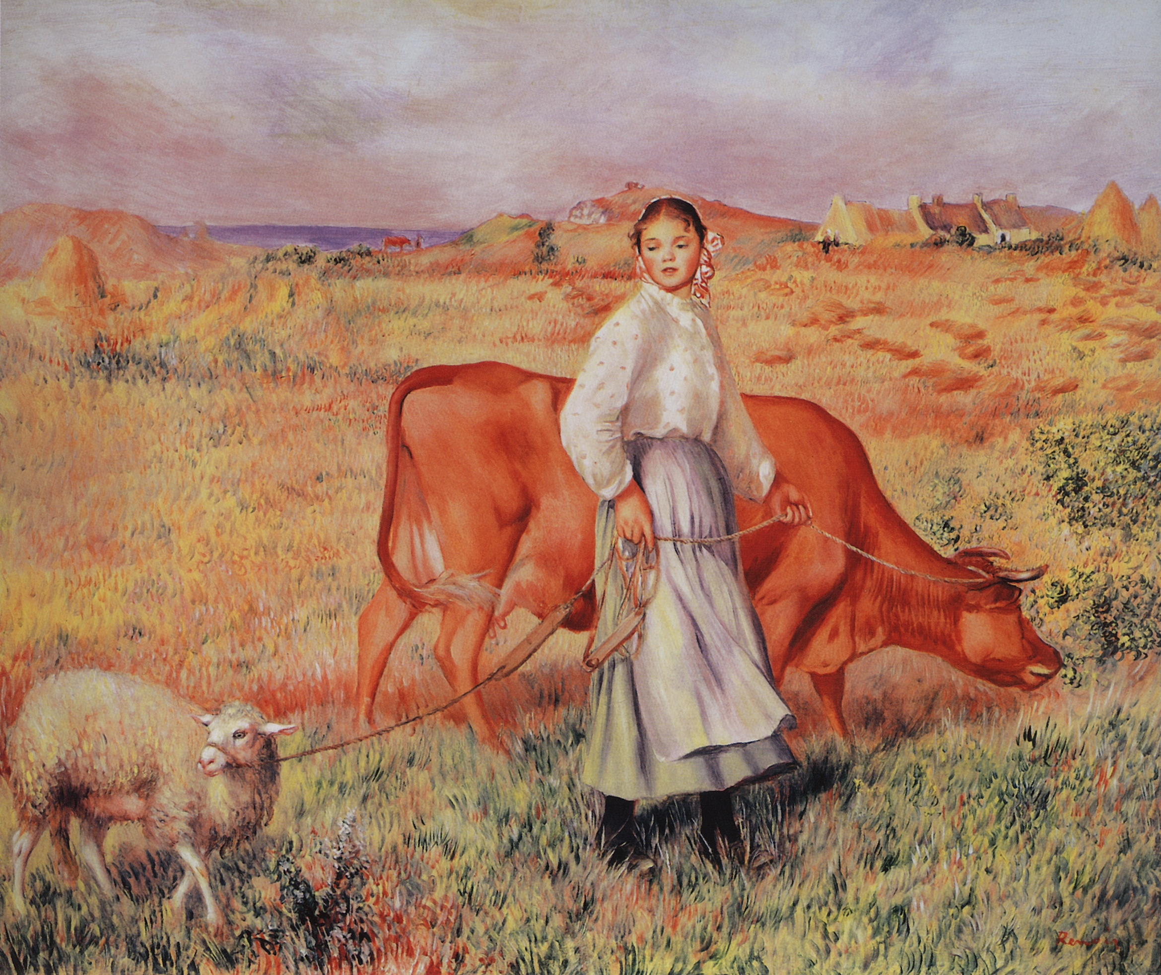 Ренуар. Пастушка, корова и овца. 1886-1887
