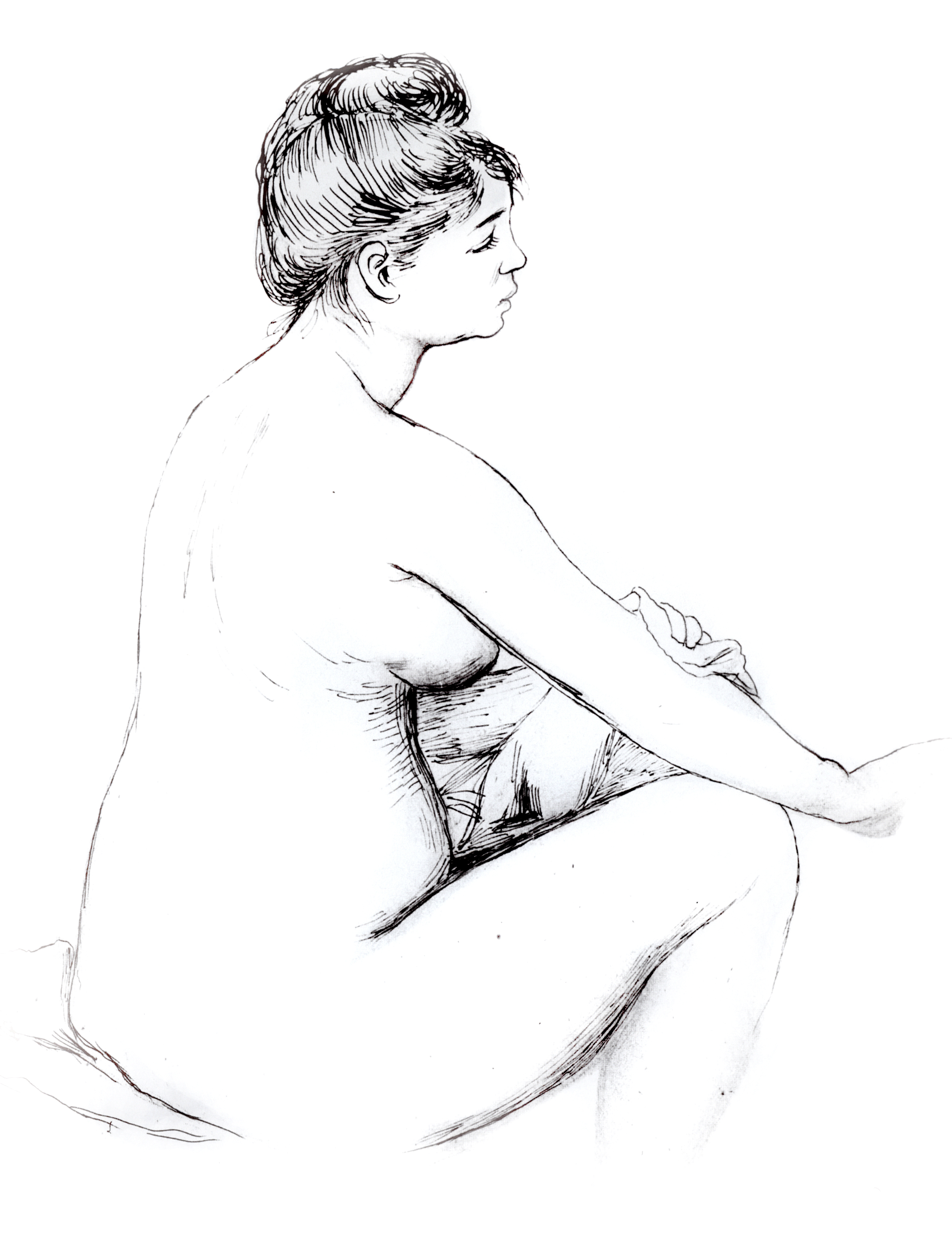 Ренуар. Сидящая купальщица, вытирающая руки. Около 1885