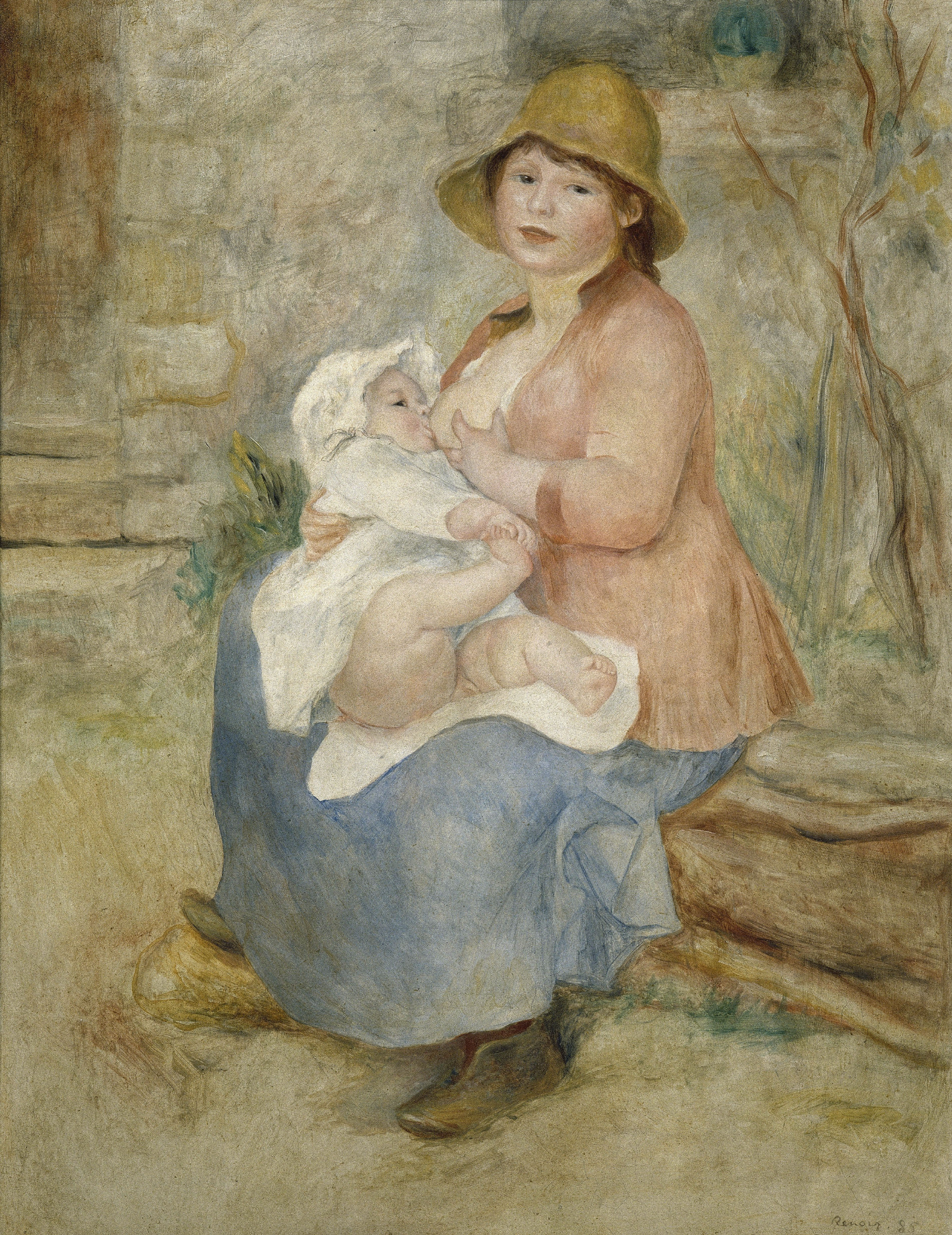 Ренуар. Материнство. Младенец у груди матери (Алина и ее сын Пьер). 1885