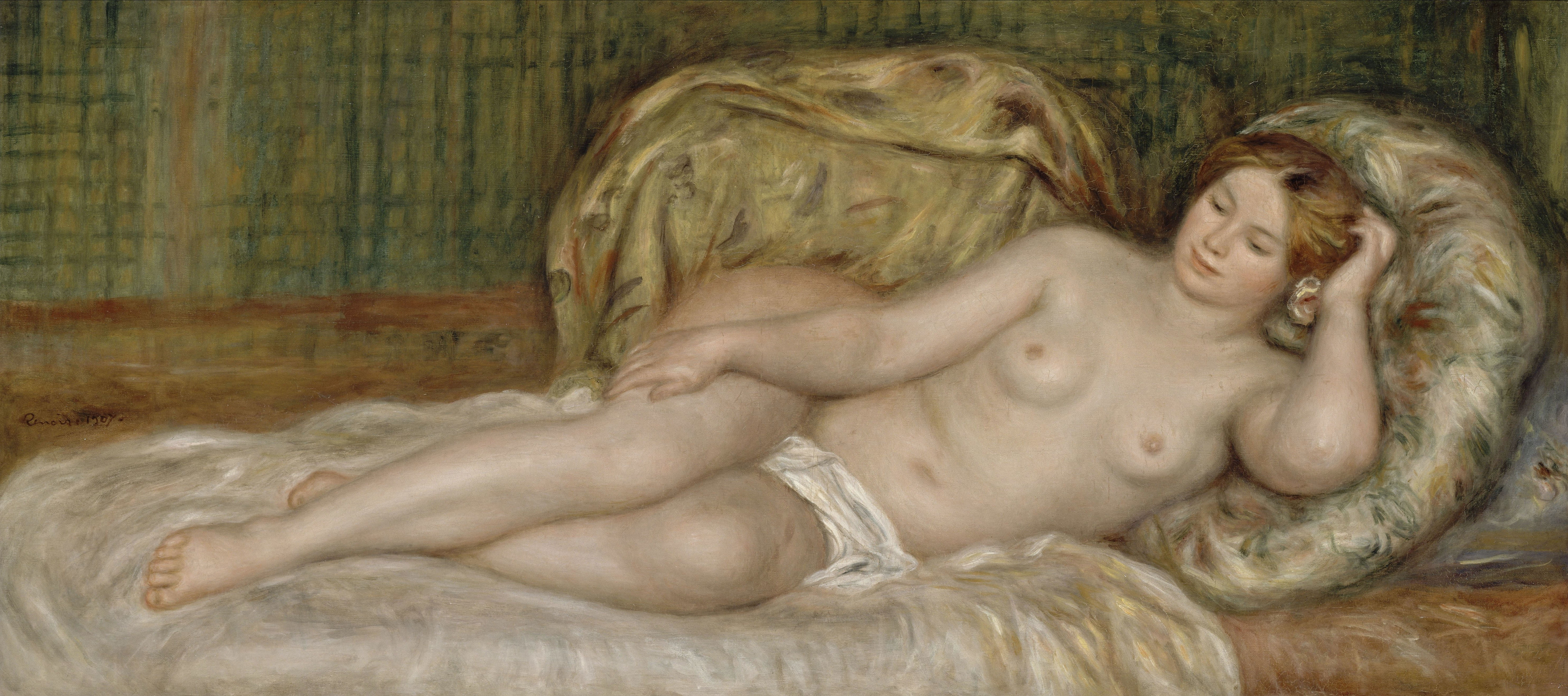 Ренуар. Обнаженная на подушках. 1907