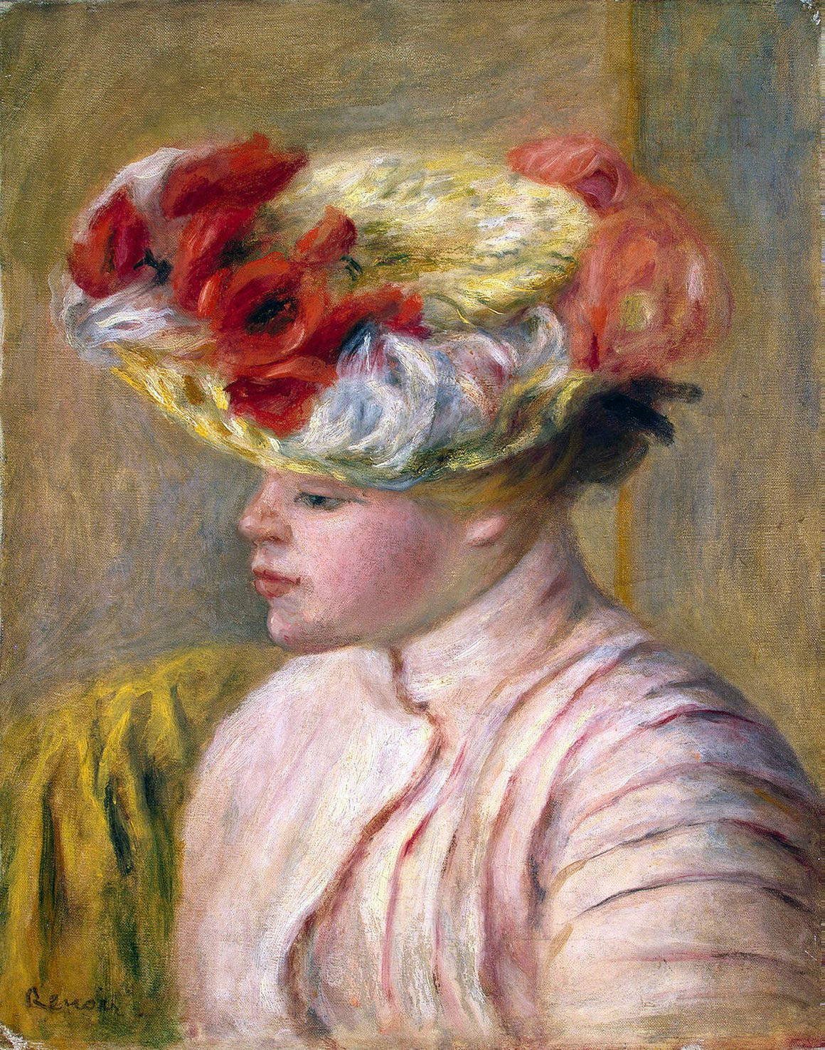 Ренуар. Молодая женщина в шляпе с цветами. 1892