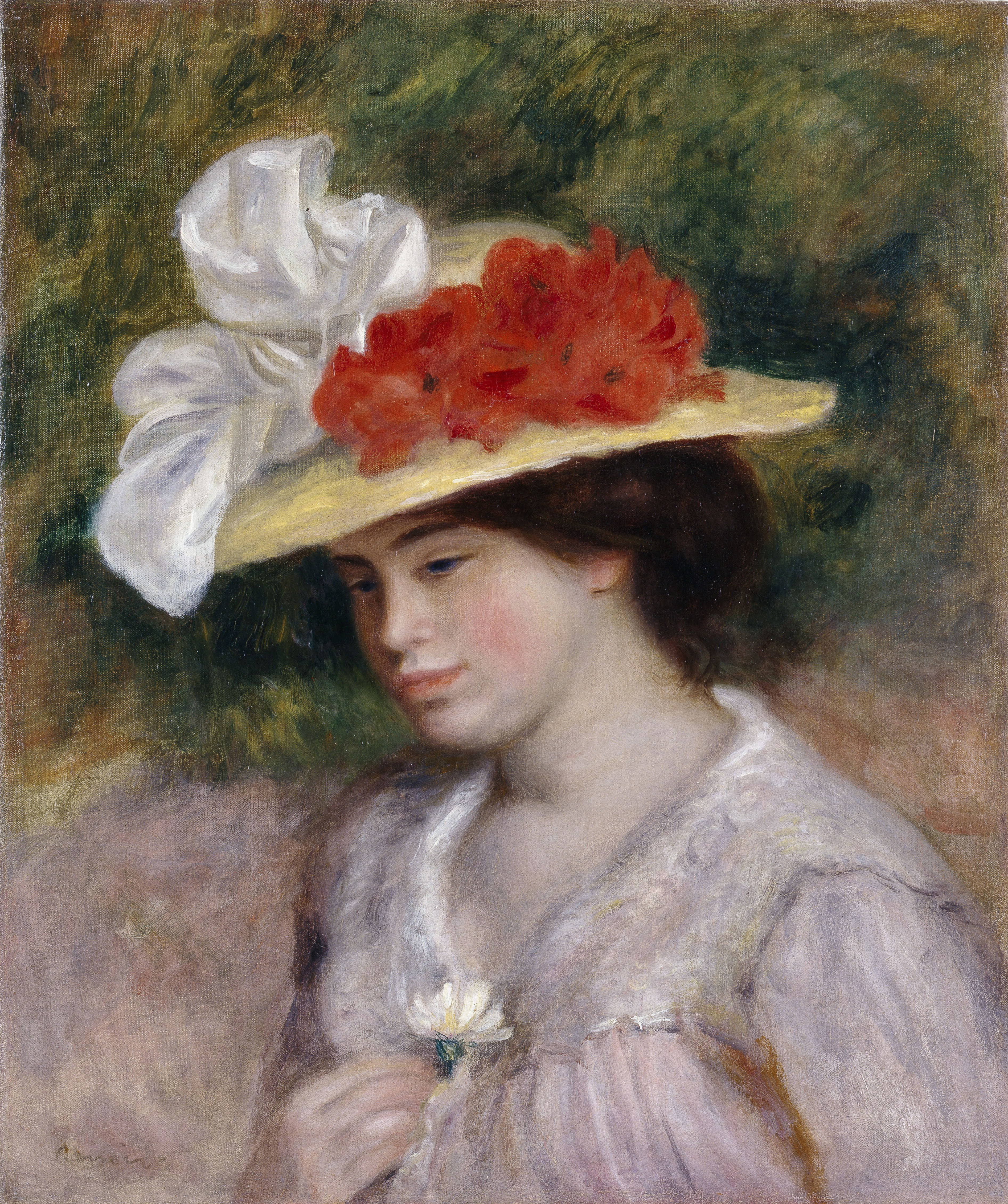 Ренуар. Женщина в шляпе с цветами. 1889