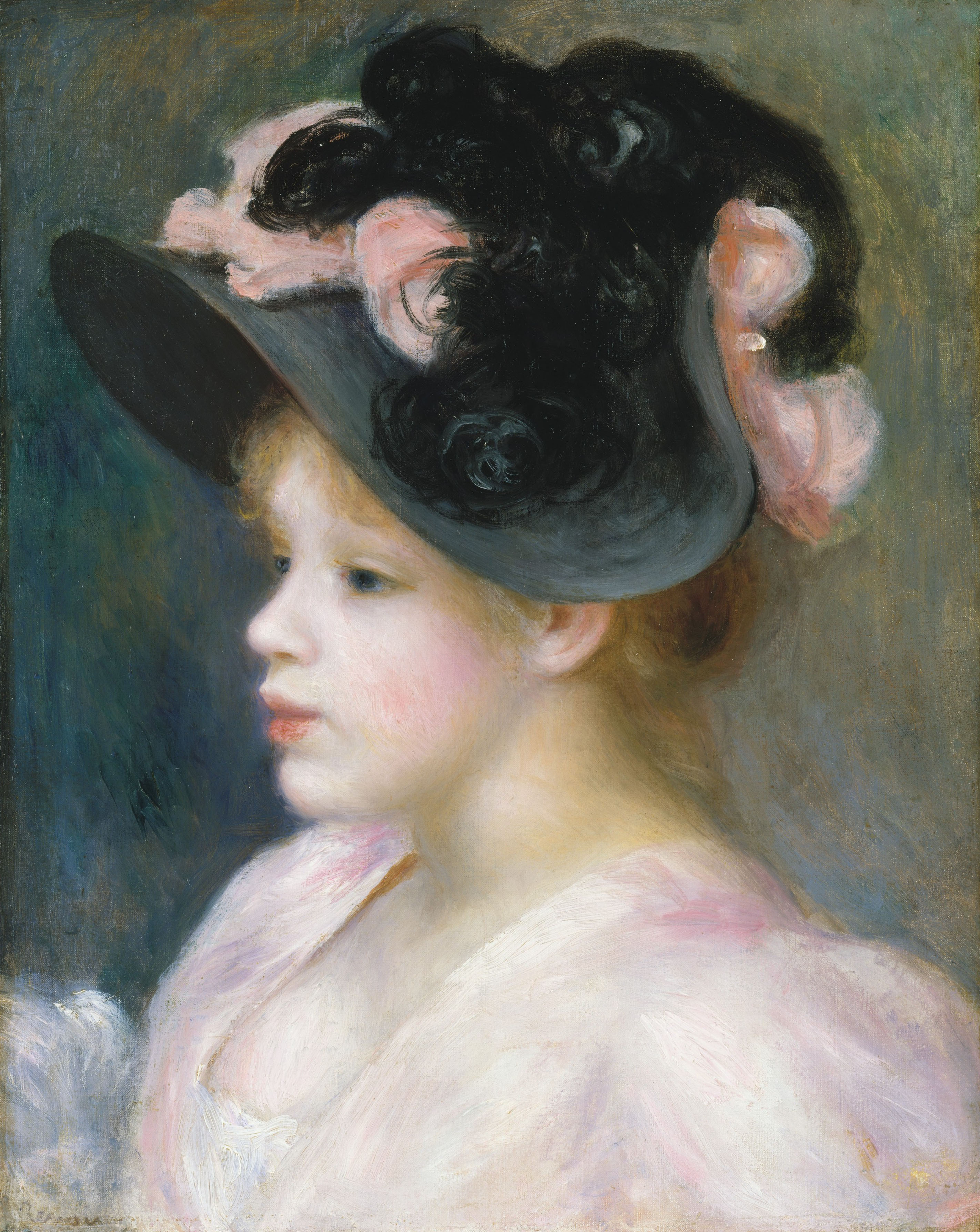 Ренуар. Молодая девушка в черно-розовой шляпе. 1890-е