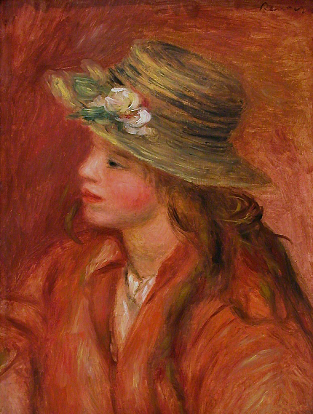 Ренуар. Девушка в соломенной шляпе. Около 1908