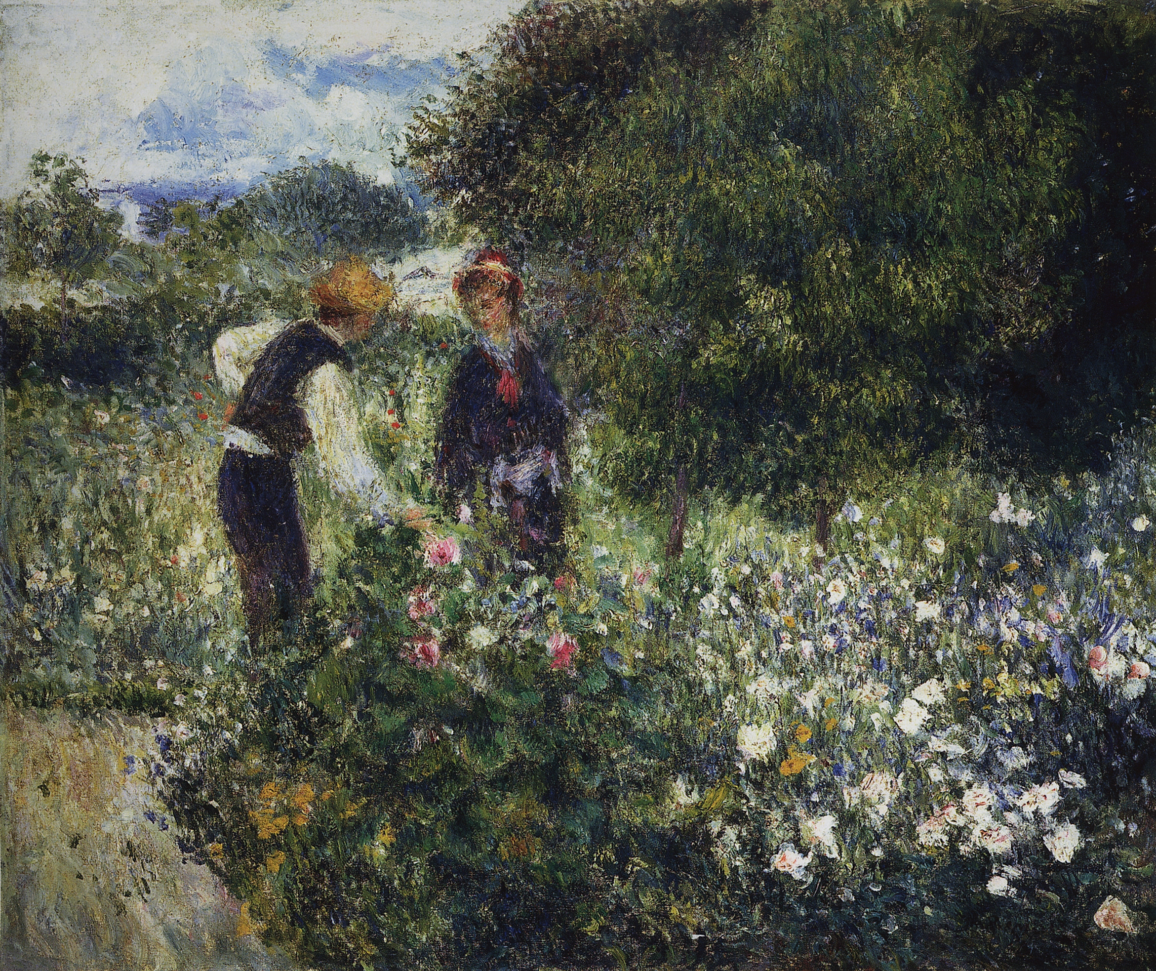 Ренуар. Сбор цветов (Разговор с садовником). Около 1875